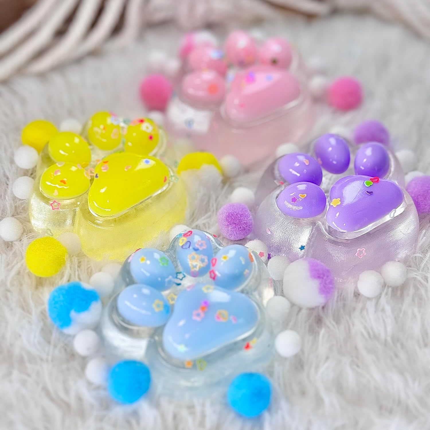 4Pcs Taba Squishy Paw, Transparent Cat Paw Squishy for Stress Relief and Relax, Soft Squeeze Fidget Toys for Party Favors Novelty Things Birthday Gift - Image 3