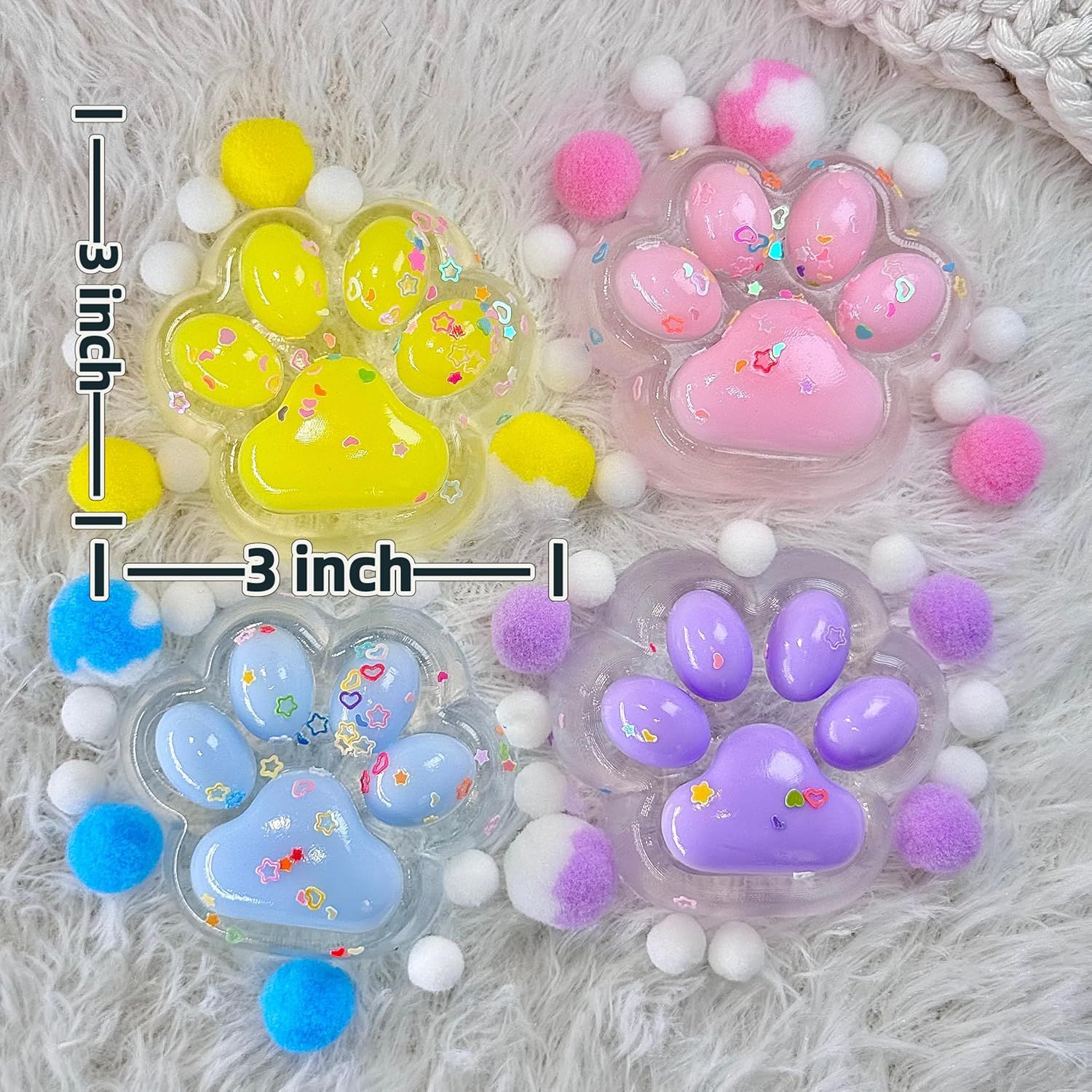 4Pcs Taba Squishy Paw, Transparent Cat Paw Squishy for Stress Relief and Relax, Soft Squeeze Fidget Toys for Party Favors Novelty Things Birthday Gift - Image 5