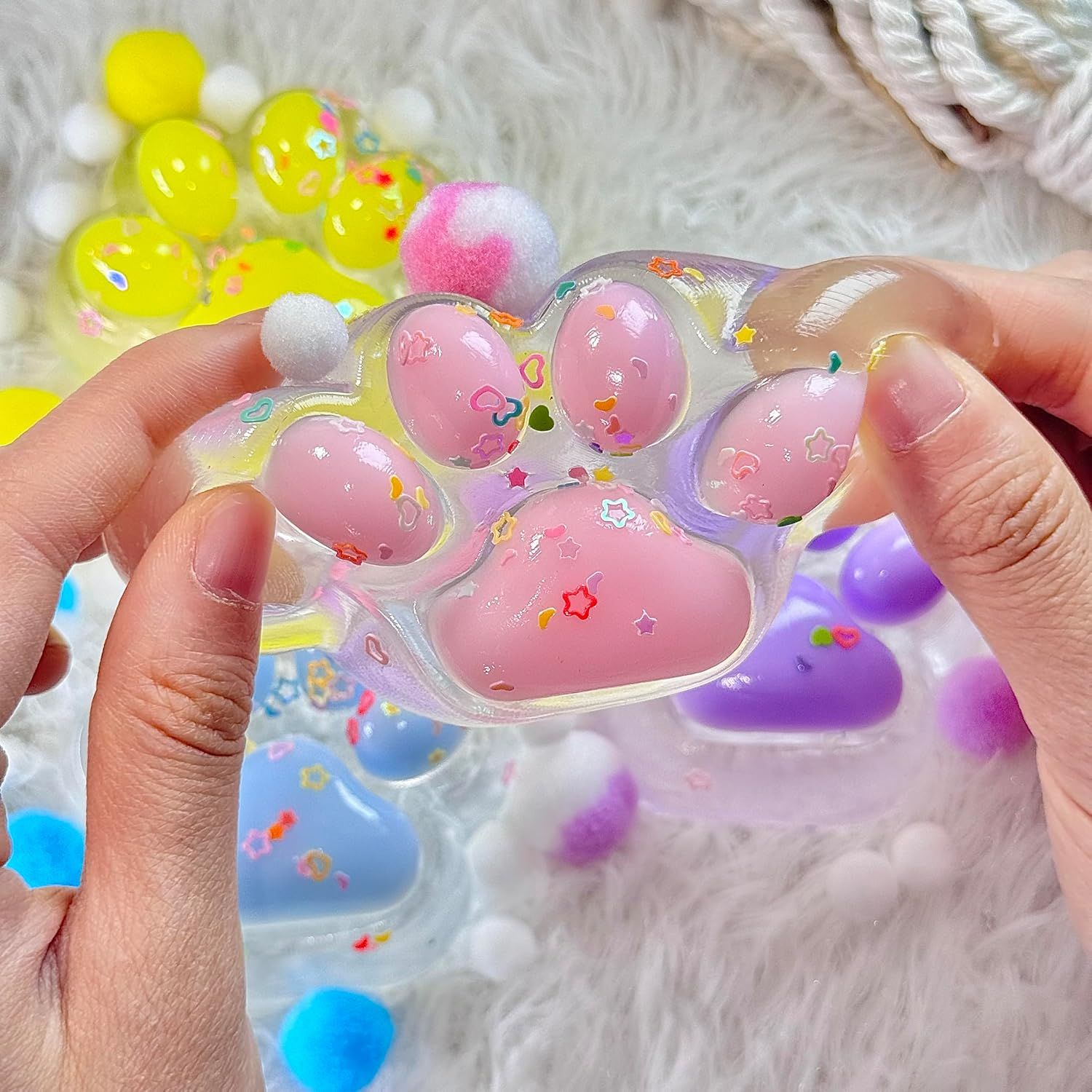 4Pcs Taba Squishy Paw, Transparent Cat Paw Squishy for Stress Relief and Relax, Soft Squeeze Fidget Toys for Party Favors Novelty Things Birthday Gift - Image 6