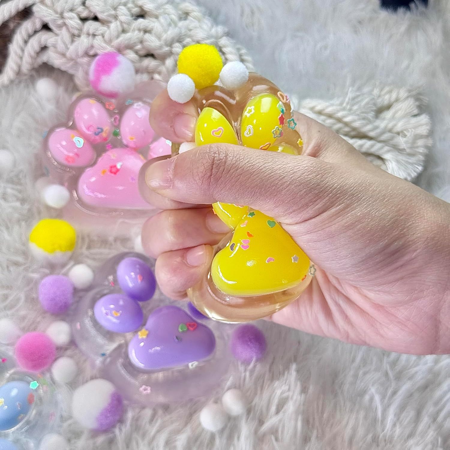 4Pcs Taba Squishy Paw, Transparent Cat Paw Squishy for Stress Relief and Relax, Soft Squeeze Fidget Toys for Party Favors Novelty Things Birthday Gift - Image 7