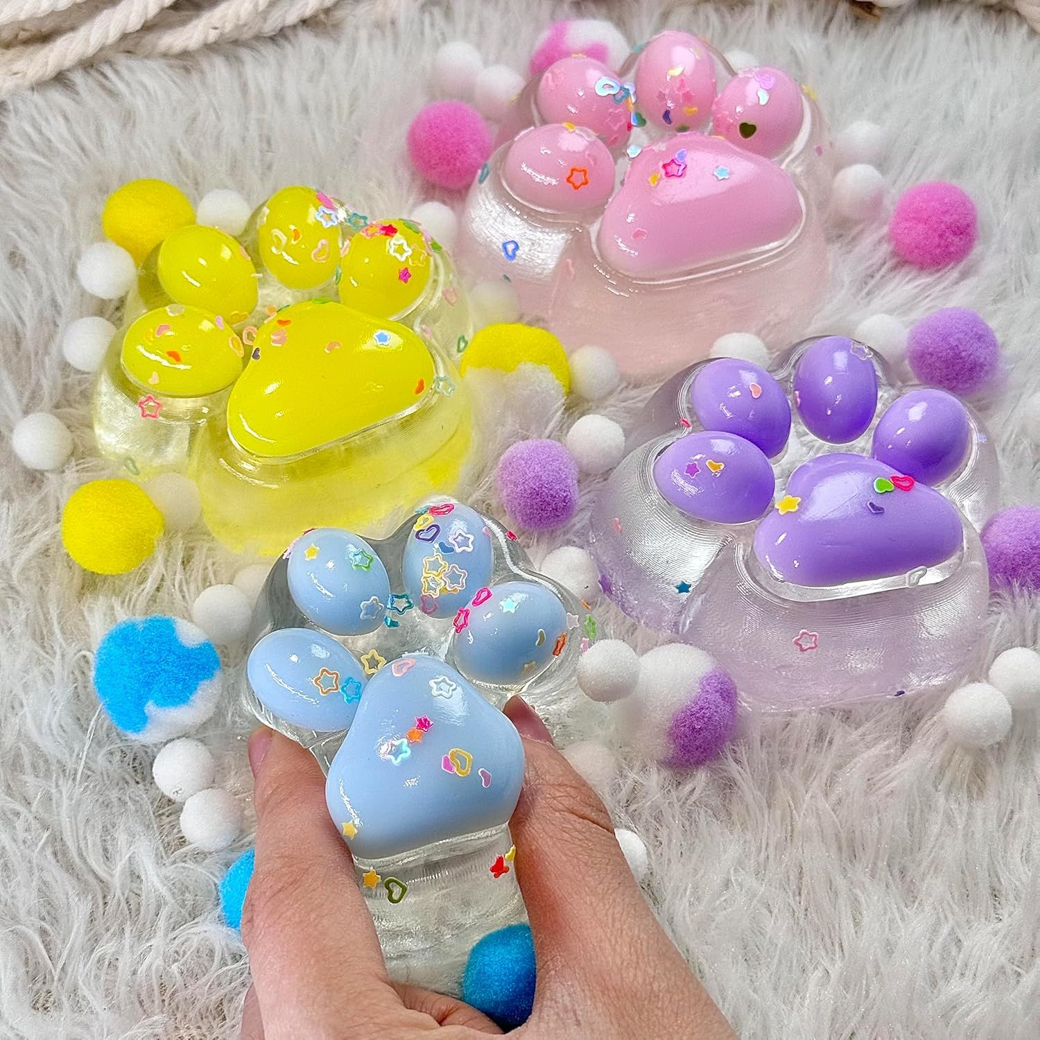4Pcs Taba Squishy Paw, Transparent Cat Paw Squishy for Stress Relief and Relax, Soft Squeeze Fidget Toys for Party Favors Novelty Things Birthday Gift - Image 8