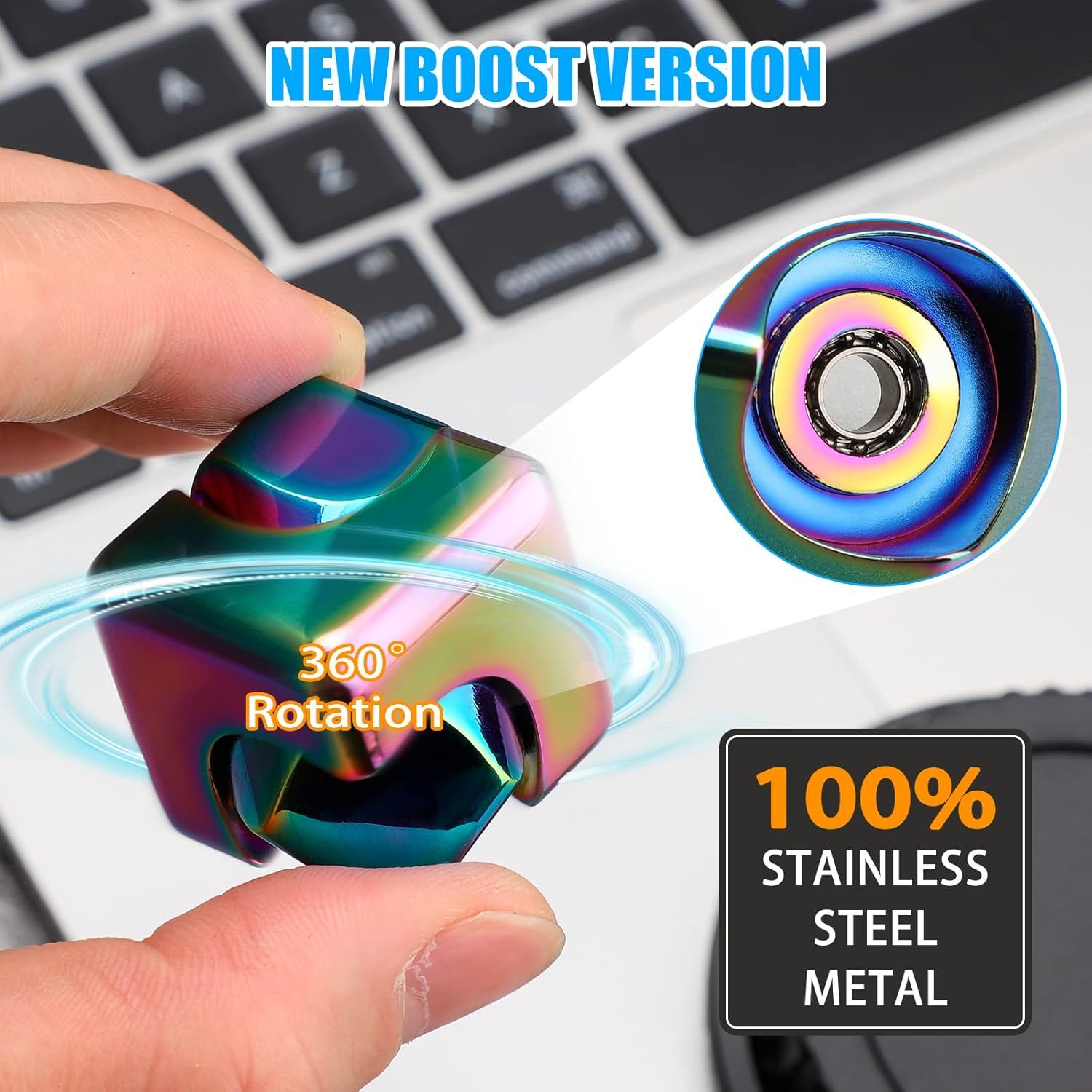 Infinity Gear Fidget Cube Spinner for Kid Adult, Transformable Spinning Top Metallic Fidget Toys for Anti-Anxiety Stress Relief Autism Finger Hand Spinner, 2-in-1 Cube Toy for Desk Office Classroom - Image 4