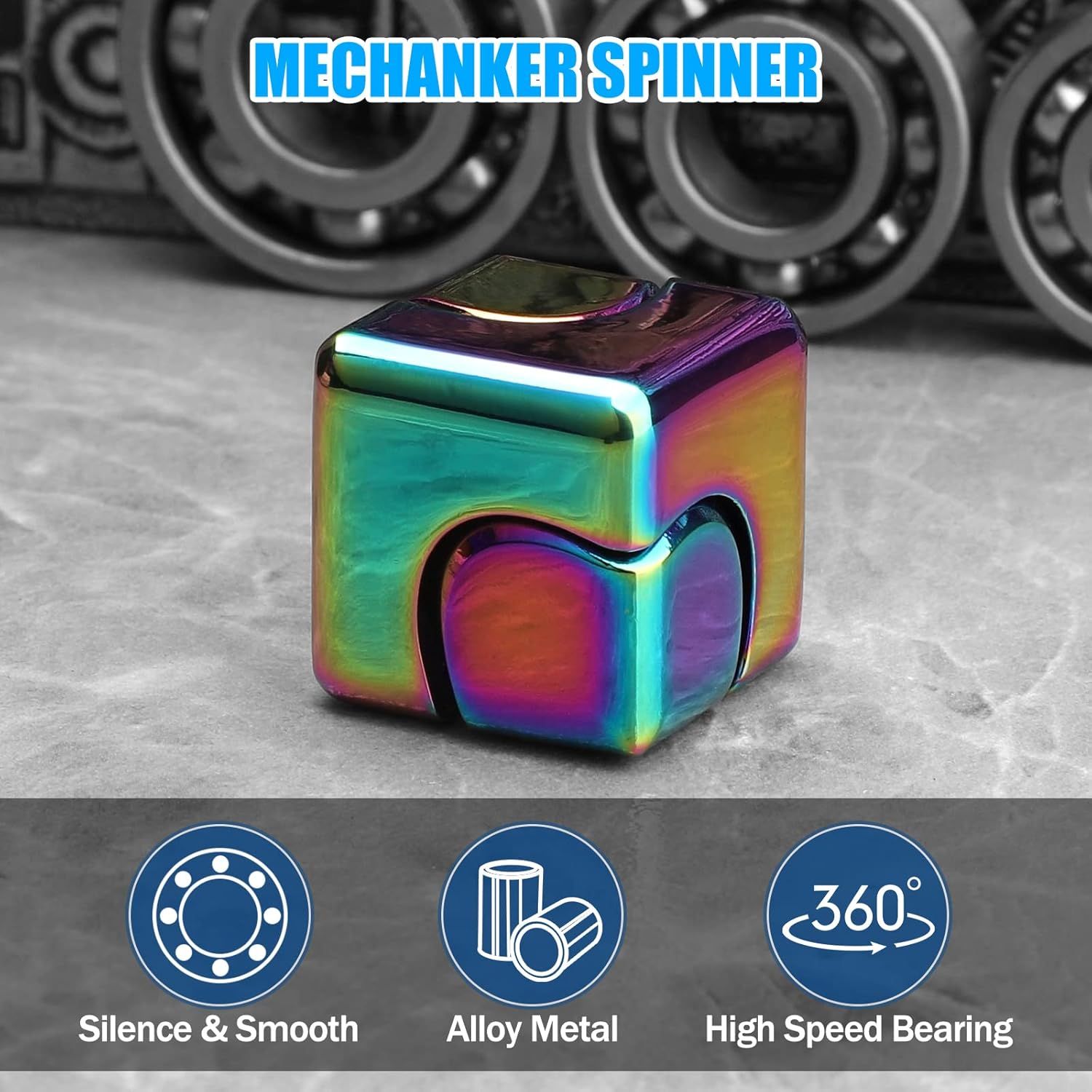 Infinity Gear Fidget Cube Spinner for Kid Adult, Transformable Spinning Top Metallic Fidget Toys for Anti-Anxiety Stress Relief Autism Finger Hand Spinner, 2-in-1 Cube Toy for Desk Office Classroom - Image 5