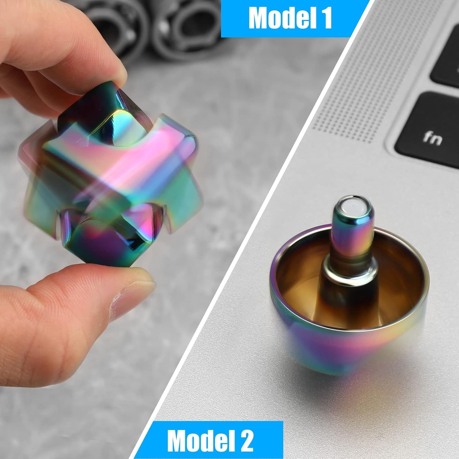 Infinity Gear Fidget Cube Spinner for Kid Adult, Transformable Spinning Top Metallic Fidget Toys for Anti-Anxiety Stress Relief Autism Finger Hand Spinner, 2-in-1 Cube Toy for Desk Office Classroom - Image 6