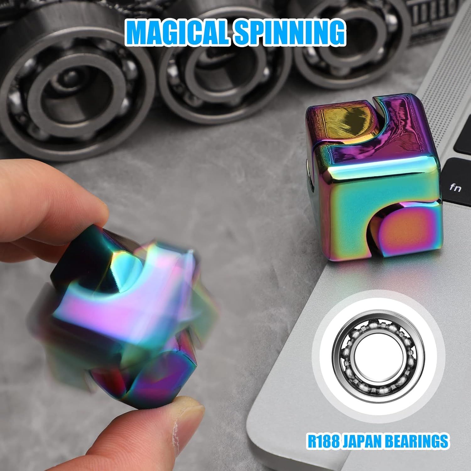 Infinity Gear Fidget Cube Spinner for Kid Adult, Transformable Spinning Top Metallic Fidget Toys for Anti-Anxiety Stress Relief Autism Finger Hand Spinner, 2-in-1 Cube Toy for Desk Office Classroom - Image 7