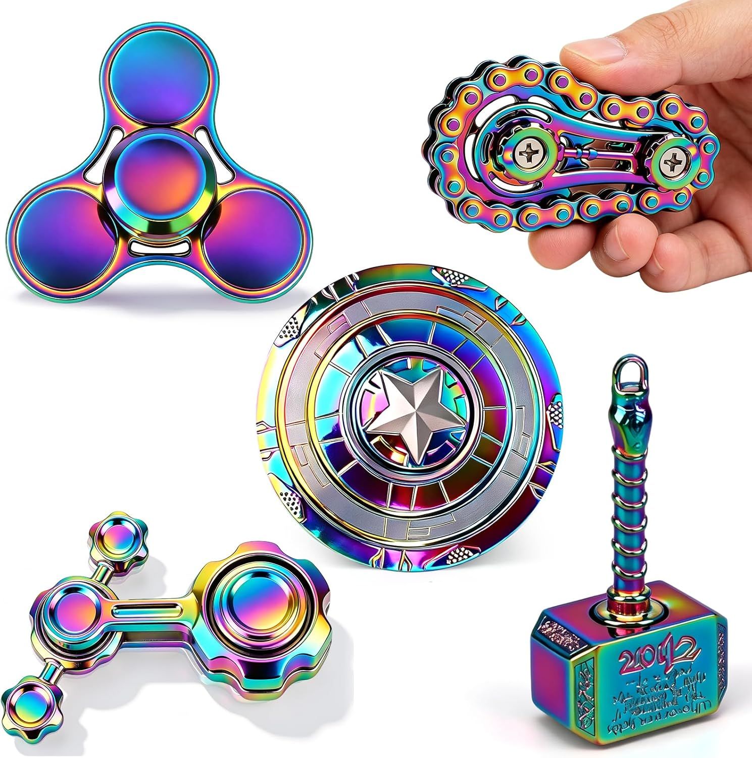 5 PCS Fidget Toy Set Adults & Teen, Sensory Handheld Gadgets Spinners, Cool Desk Toys for Office, Home, Travel, Perfect Classroom Prizes, Goodie Bag Fillers, Party Supplies - Image 2