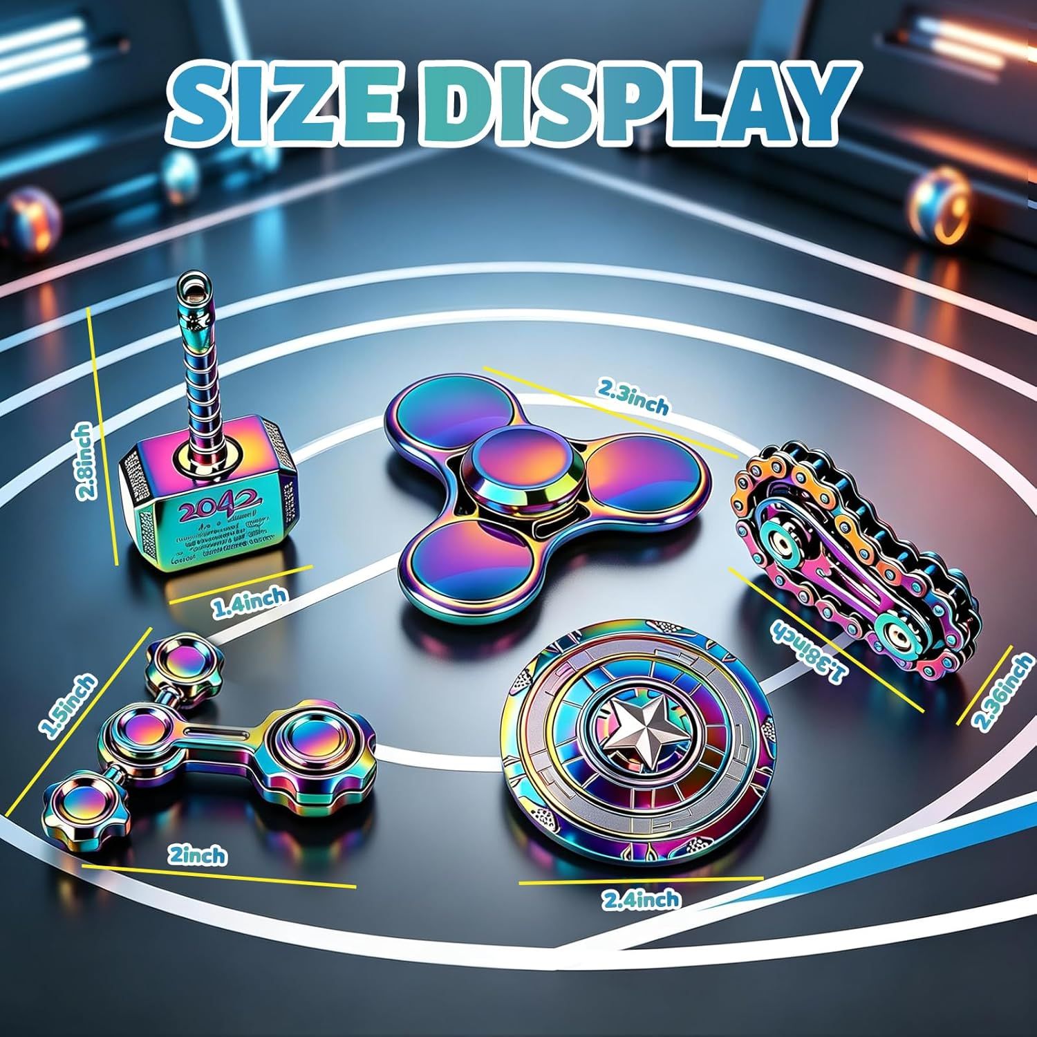 5 PCS Fidget Toy Set Adults & Teen, Sensory Handheld Gadgets Spinners, Cool Desk Toys for Office, Home, Travel, Perfect Classroom Prizes, Goodie Bag Fillers, Party Supplies - Image 3