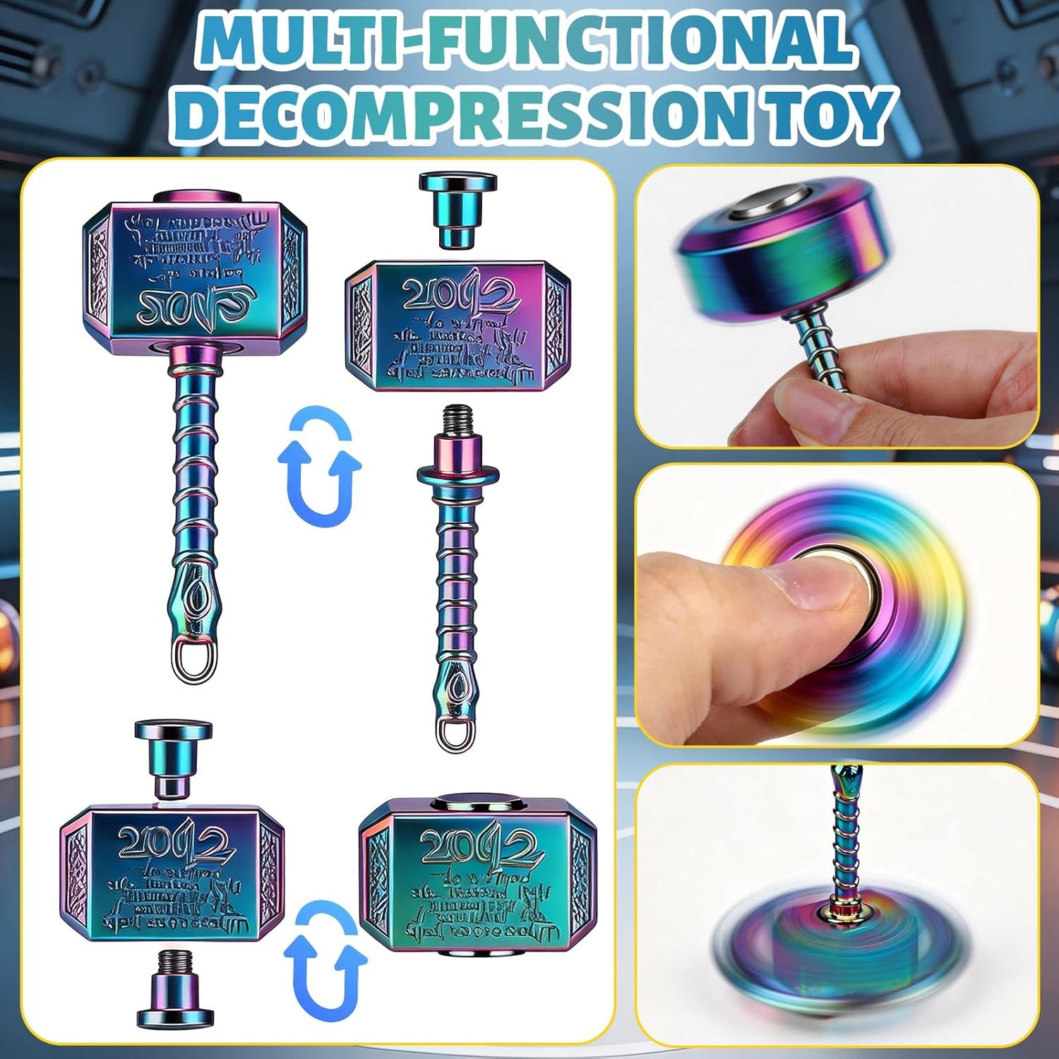 5 PCS Fidget Toy Set Adults & Teen, Sensory Handheld Gadgets Spinners, Cool Desk Toys for Office, Home, Travel, Perfect Classroom Prizes, Goodie Bag Fillers, Party Supplies - Image 5