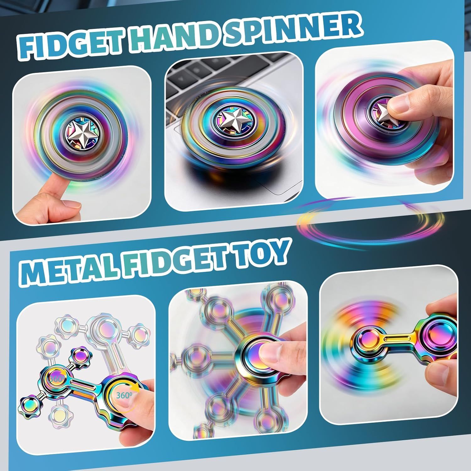 5 PCS Fidget Toy Set Adults & Teen, Sensory Handheld Gadgets Spinners, Cool Desk Toys for Office, Home, Travel, Perfect Classroom Prizes, Goodie Bag Fillers, Party Supplies - Image 6