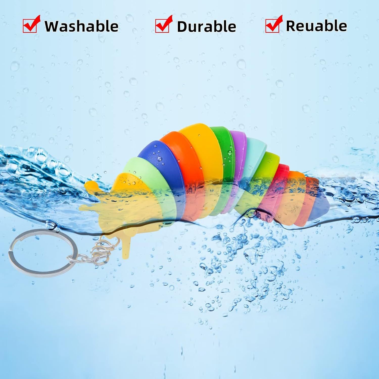 6 PCS Mini Fidget Slug Key-chain Toys,3D Articulated Stretch Caterpillar Sensory Stress Relief Flexible Hand Toy, Ideal Party Favor Colorful Office Desk Pet Toys(Random Color) - Image 4