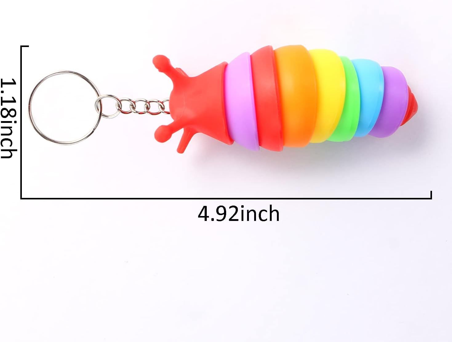 6 PCS Mini Fidget Slug Key-chain Toys,3D Articulated Stretch Caterpillar Sensory Stress Relief Flexible Hand Toy, Ideal Party Favor Colorful Office Desk Pet Toys(Random Color) - Image 8