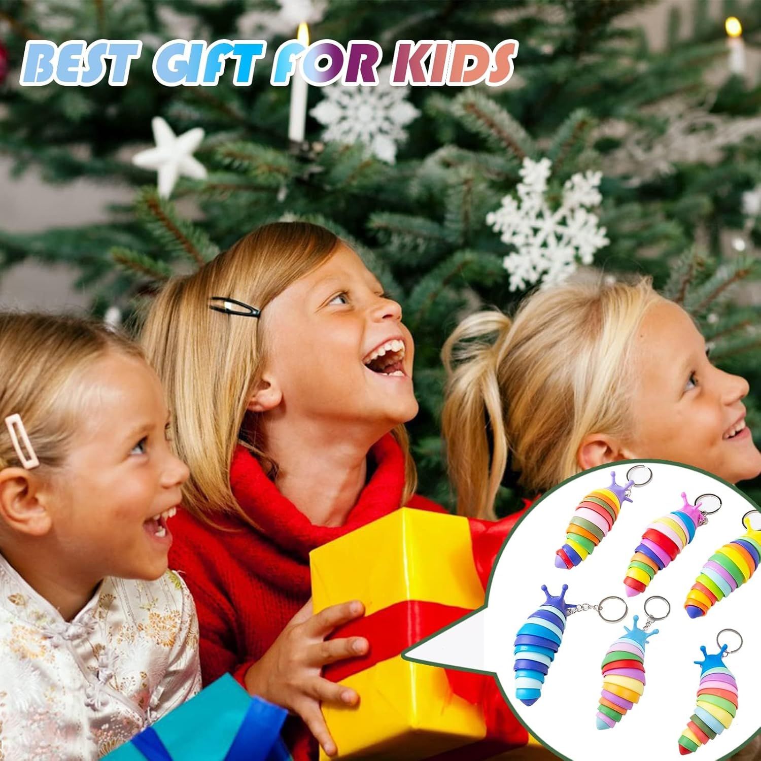 4 PCS Mini Fidget Slug Key-Chain Toys,3D Articulated Stretch Caterpillar Sensory Flexible Hand Toy, Ideal Party Favor Colorful Office Desk Pet Toys(Random Color) - Image 7