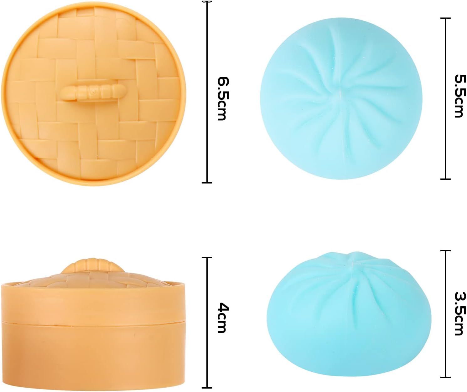 5 PCS Colorful Dumpling Stress Balls Fidget Sensory Toy,Squeeze Dough Ball Stress Relief Hand Toy,Bun with Food Steamer Stretchy Desk Toys - Image 8