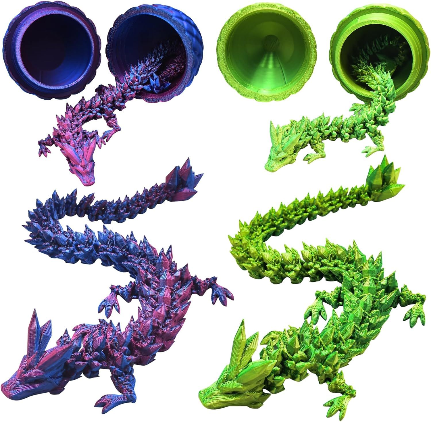 2 PCS MINI 3D Printed Dragon in Egg,Full Articulated Crystal Dragon,Flexible Joints Home Decor Executive Desk Toys, Creative Gifts - Image 2