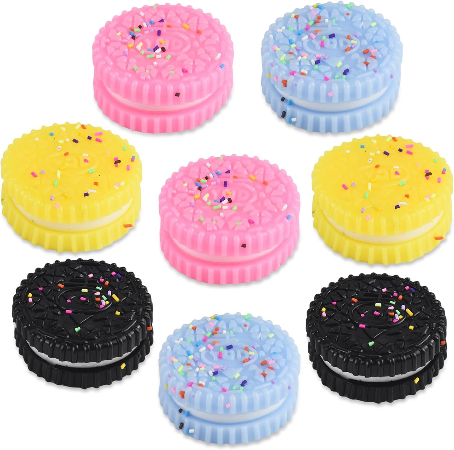 8 PCS Colorful Cookies Squish Fidget Toys - Sensory Fidget Squeeze Toy- Party Favors Gifts Stress Balls-Stress Relief Hand Toy - Image 1
