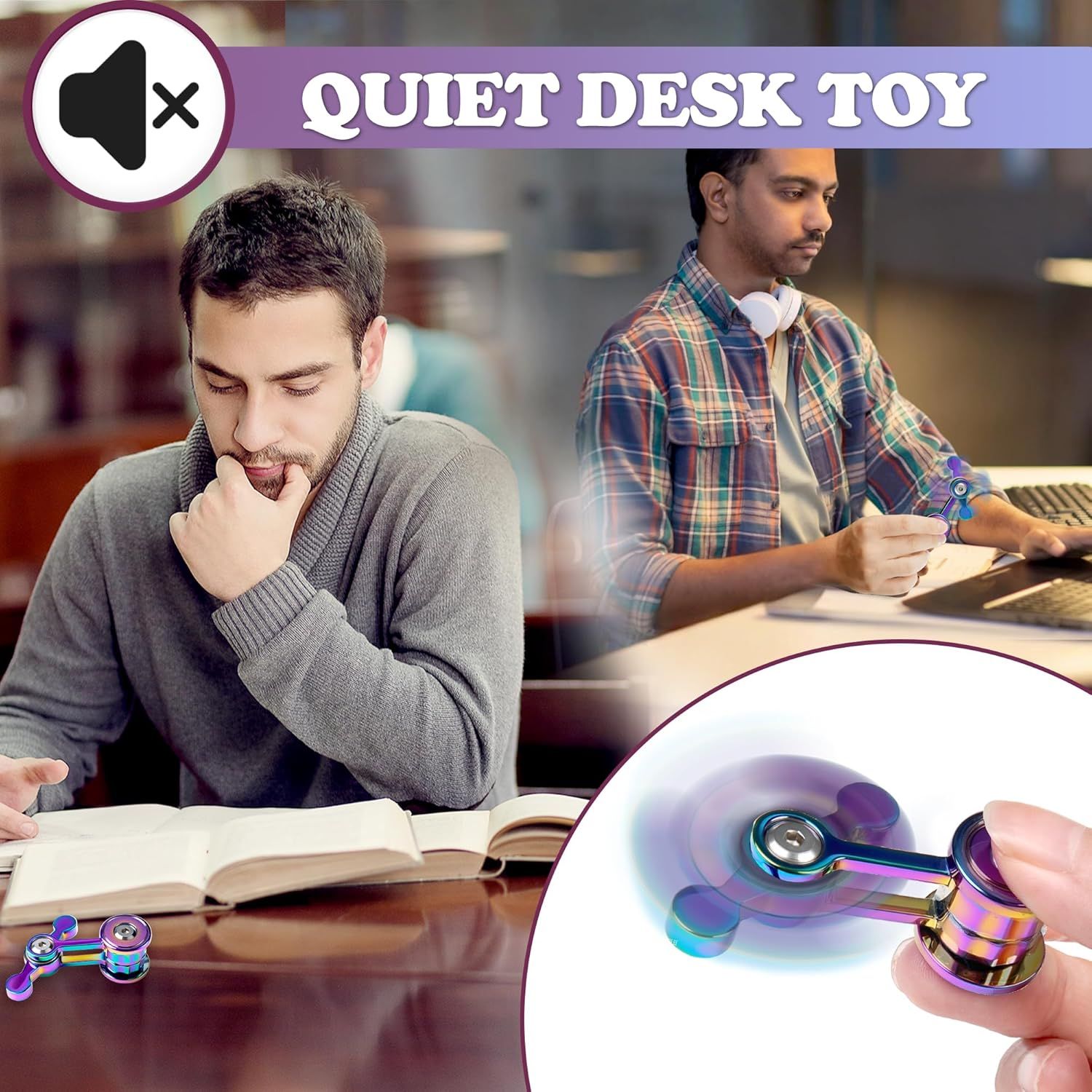 Fidget Spinner for Adults, Metal Silent Figette Office Desk Toy Quiet Cool Gadgets Gifts for Teen Boys Kid Anxiety Stress Relief Calm Down Sensory Autism Autistic ADHD Airplane Travel Need Must Have - Image 5