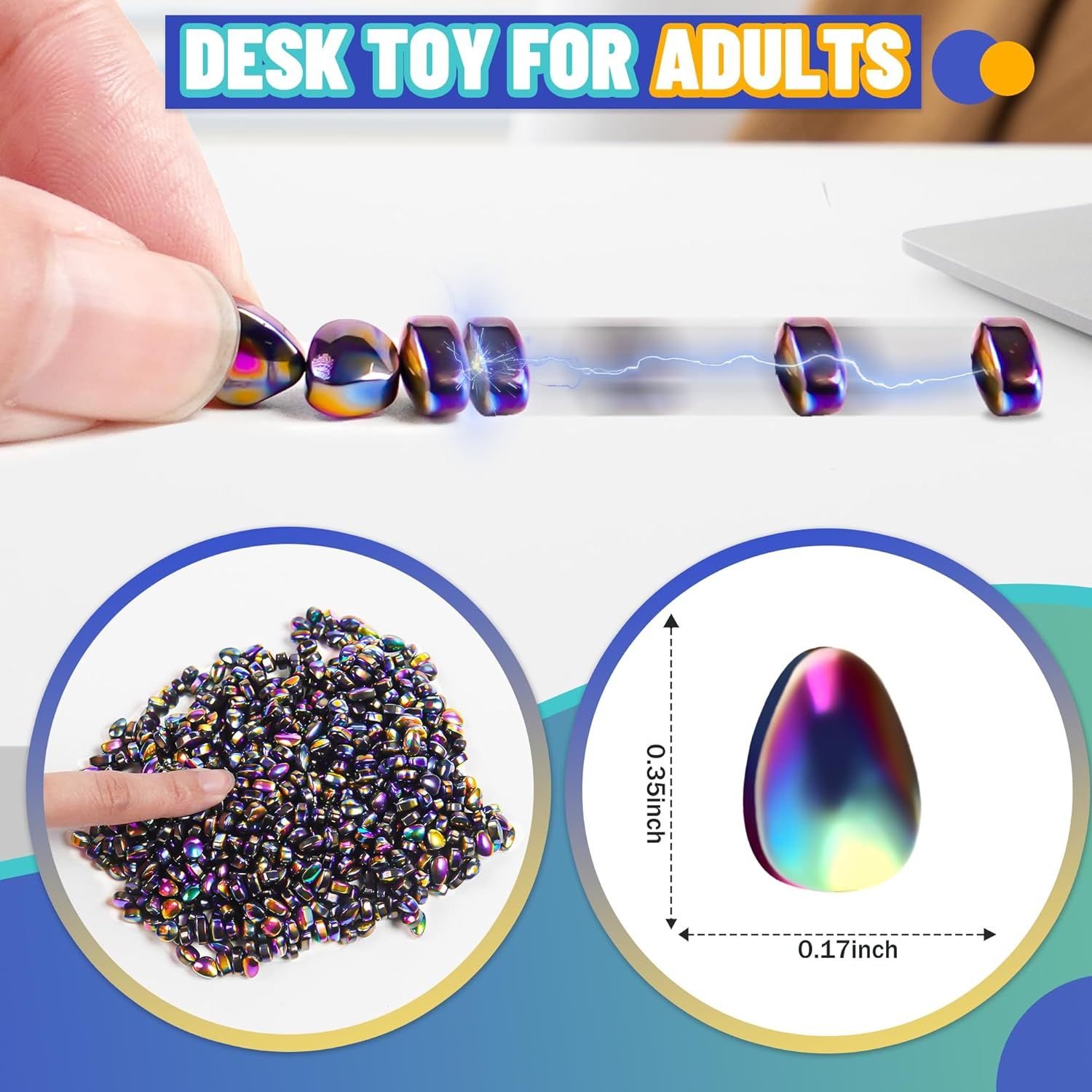 1000pcs Easter Basket Stuffers for Teens Boy, Fidget Toys Metal Balls Stones Beads Quiet Office Desk Stress Anxiety Relief Cool Gadget Sensory Autism Ferrite Putty Valentines Day Gifts for Him - Image 3