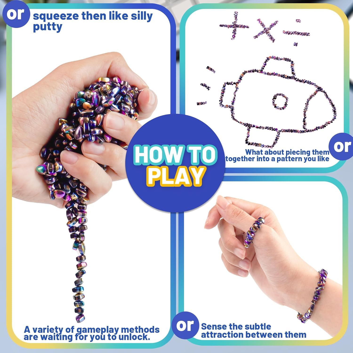 1000pcs Easter Basket Stuffers for Teens Boy, Fidget Toys Metal Balls Stones Beads Quiet Office Desk Stress Anxiety Relief Cool Gadget Sensory Autism Ferrite Putty Valentines Day Gifts for Him - Image 5