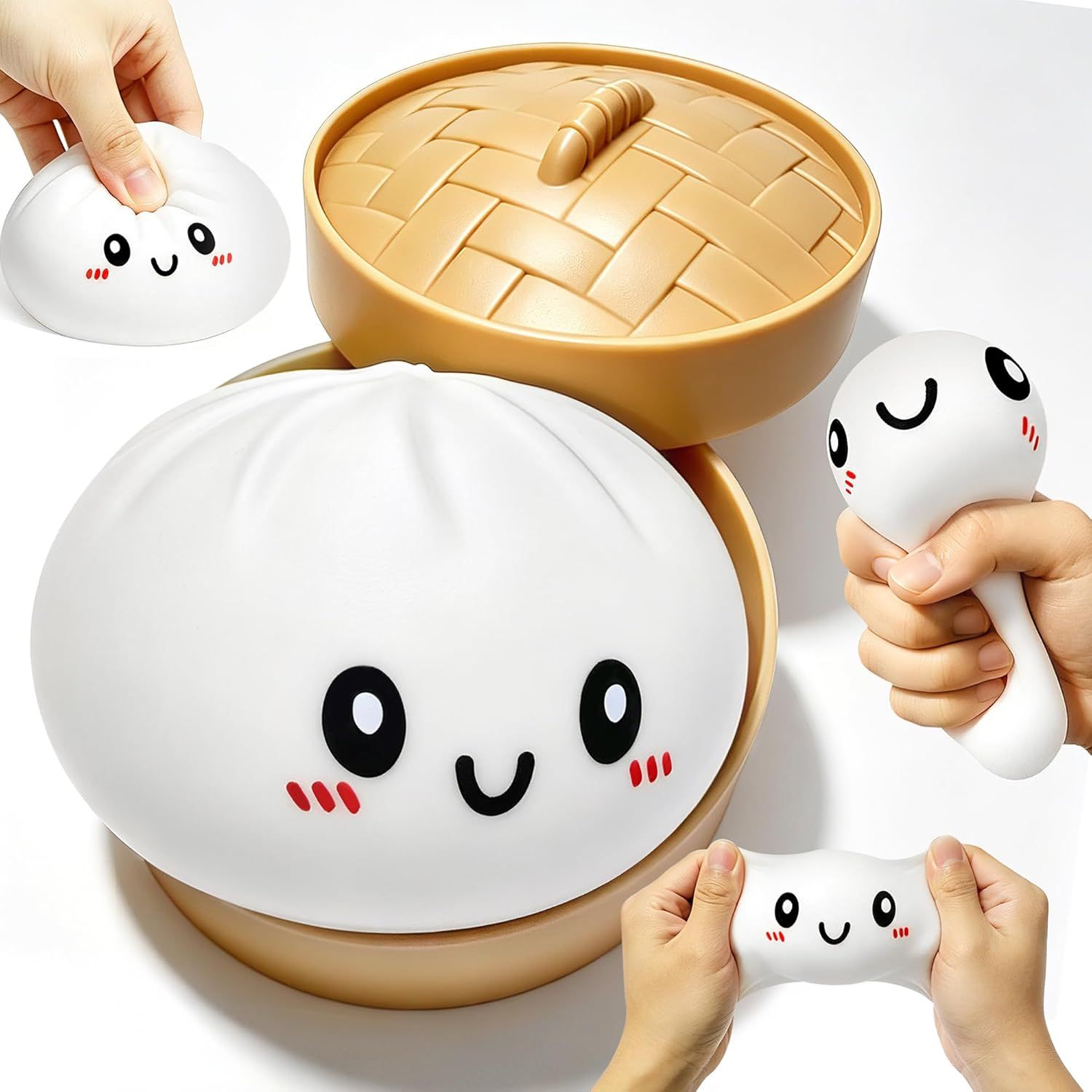 Dumpling Squishies, 2026 Newly Upgraded Dumpling Stress Ball, Squishy Dumpling Toy Mystery Box, Sensory Fidget Toys for Anxiety Relief, Perfect for Party Favors, Birthday Gifts & Desk Toys (White) - Image 1