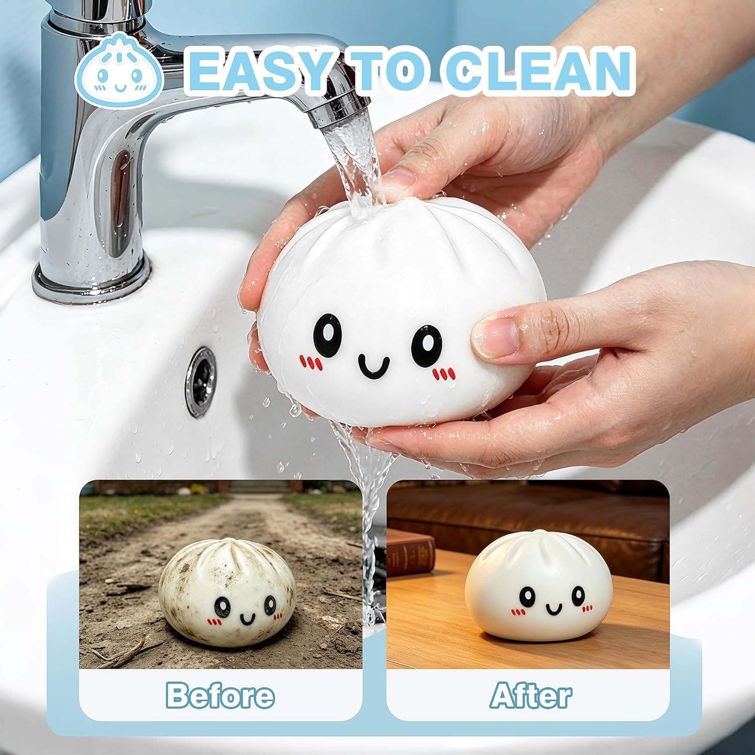Dumpling Squishies, 2026 Newly Upgraded Dumpling Stress Ball, Squishy Dumpling Toy Mystery Box, Sensory Fidget Toys for Anxiety Relief, Perfect for Party Favors, Birthday Gifts & Desk Toys (White) - Image 3