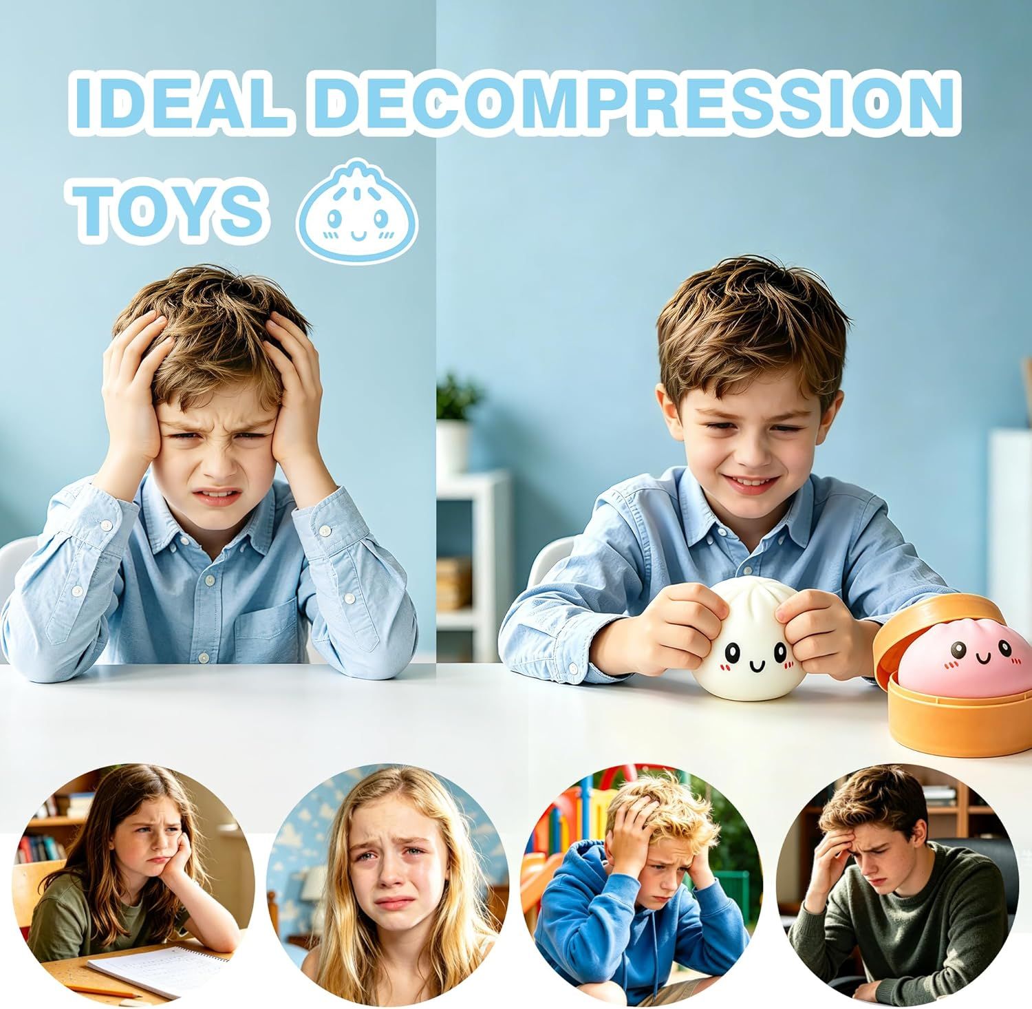 Dumpling Squishies, 2026 Newly Upgraded Dumpling Stress Ball, Squishy Dumpling Toy Mystery Box, Sensory Fidget Toys for Anxiety Relief, Perfect for Party Favors, Birthday Gifts & Desk Toys (White) - Image 6