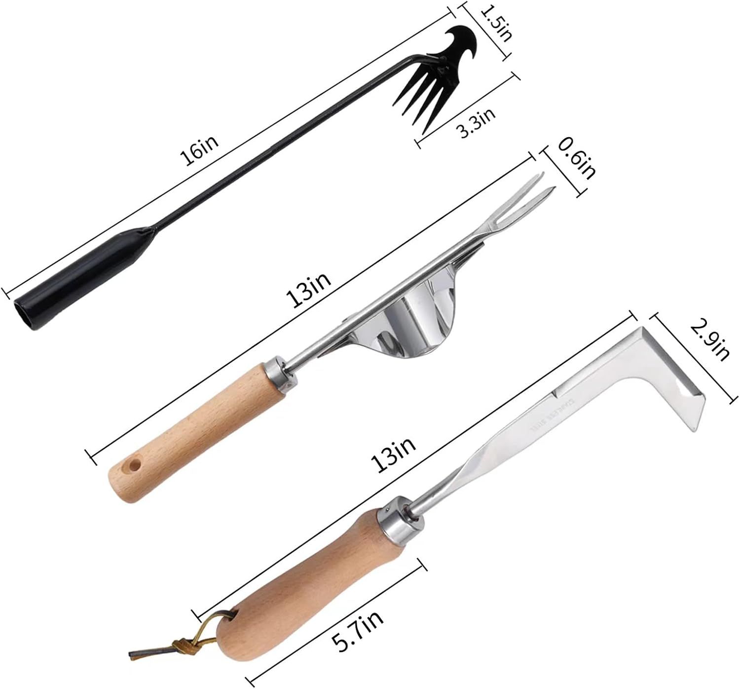 3 Pack Weed Puller Tool, Manual Hand Weeder Paver, Crack Weeder, Stainless Steel Crevice Weeding Digger Tool, Paving Brick Moss Removal, L-Shape Gardening Crack Sickle for, Lawn Edger and Driveway - Image 3