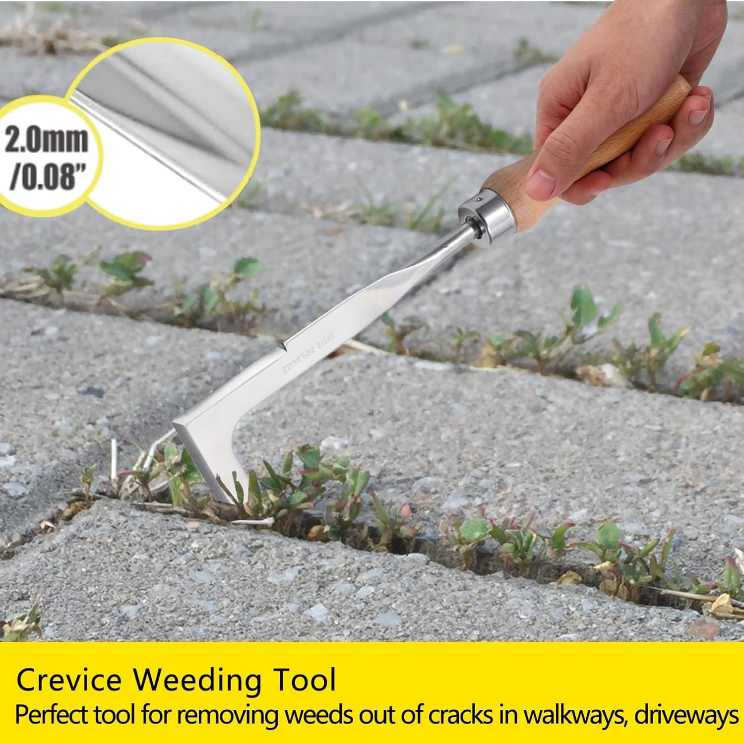 3 Pack Weed Puller Tool, Manual Hand Weeder Paver, Crack Weeder, Stainless Steel Crevice Weeding Digger Tool, Paving Brick Moss Removal, L-Shape Gardening Crack Sickle for, Lawn Edger and Driveway - Image 5