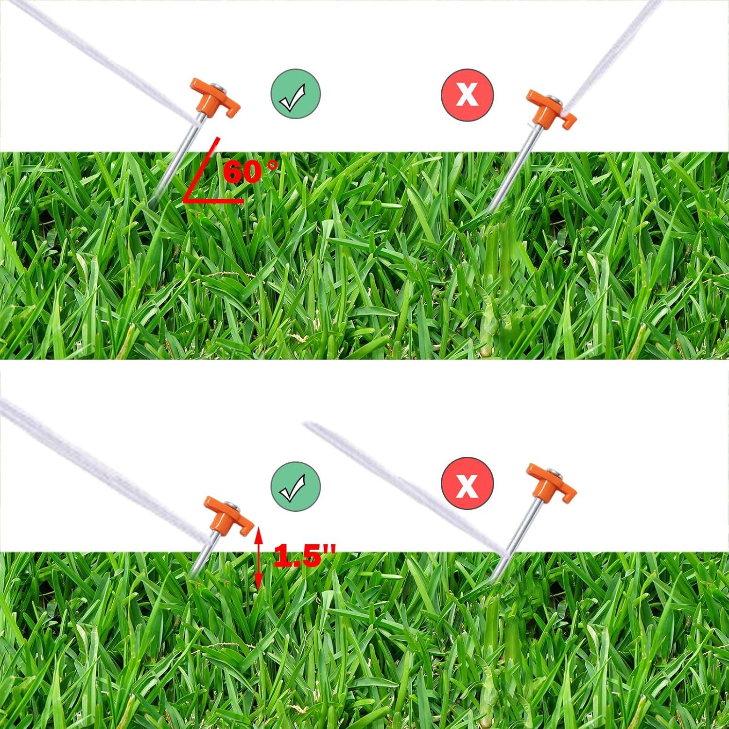 20 Pack Tent Stakes Heavy Duty, 9.75 Inch Yard Stakes Non-Rust Metal Tent Pegs Ground Stakes Tent Spikes for Camping Patio, Garden, Canopies, Grassland, Outdoor, Orange - Image 4