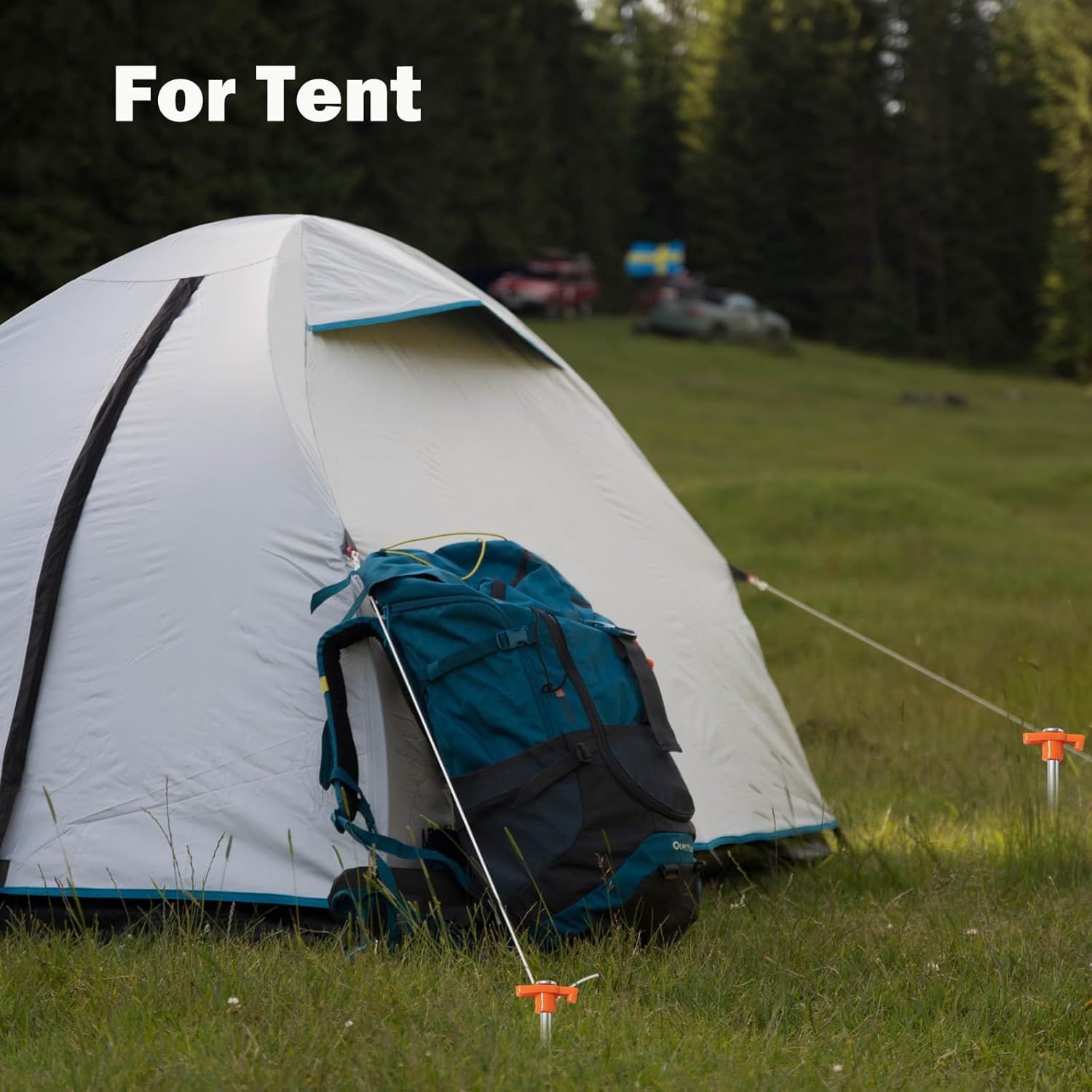 20 Pack Tent Stakes Heavy Duty, 9.75 Inch Yard Stakes Non-Rust Metal Tent Pegs Ground Stakes Tent Spikes for Camping Patio, Garden, Canopies, Grassland, Outdoor, Orange - Image 6