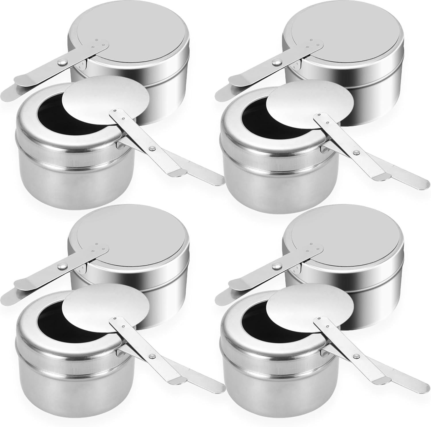 8 Pack Chafing Fuel Holder, Stainless Steel Chafe Wick Fuel Holder with Safety Cover Canned Heat Box Holder for Chafing Dish, Buffet, Barbecue, Parties - Image 1