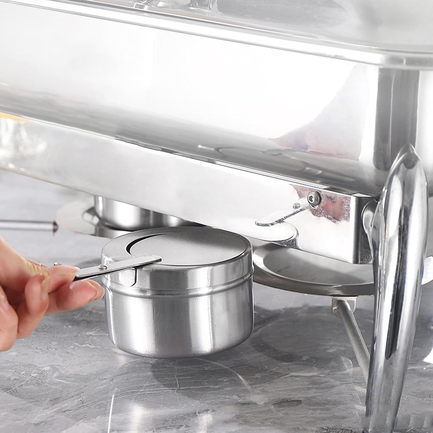 8 Pack Chafing Fuel Holder, Stainless Steel Chafe Wick Fuel Holder with Safety Cover Canned Heat Box Holder for Chafing Dish, Buffet, Barbecue, Parties - Image 2