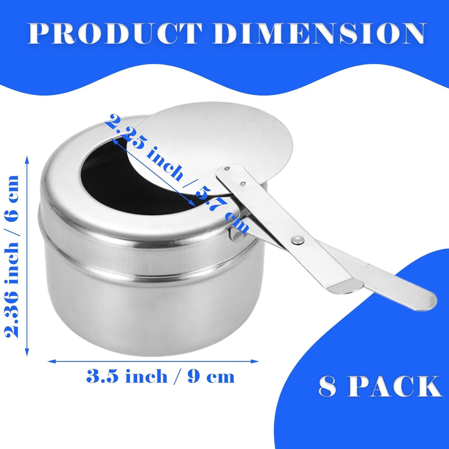 8 Pack Chafing Fuel Holder, Stainless Steel Chafe Wick Fuel Holder with Safety Cover Canned Heat Box Holder for Chafing Dish, Buffet, Barbecue, Parties - Image 3