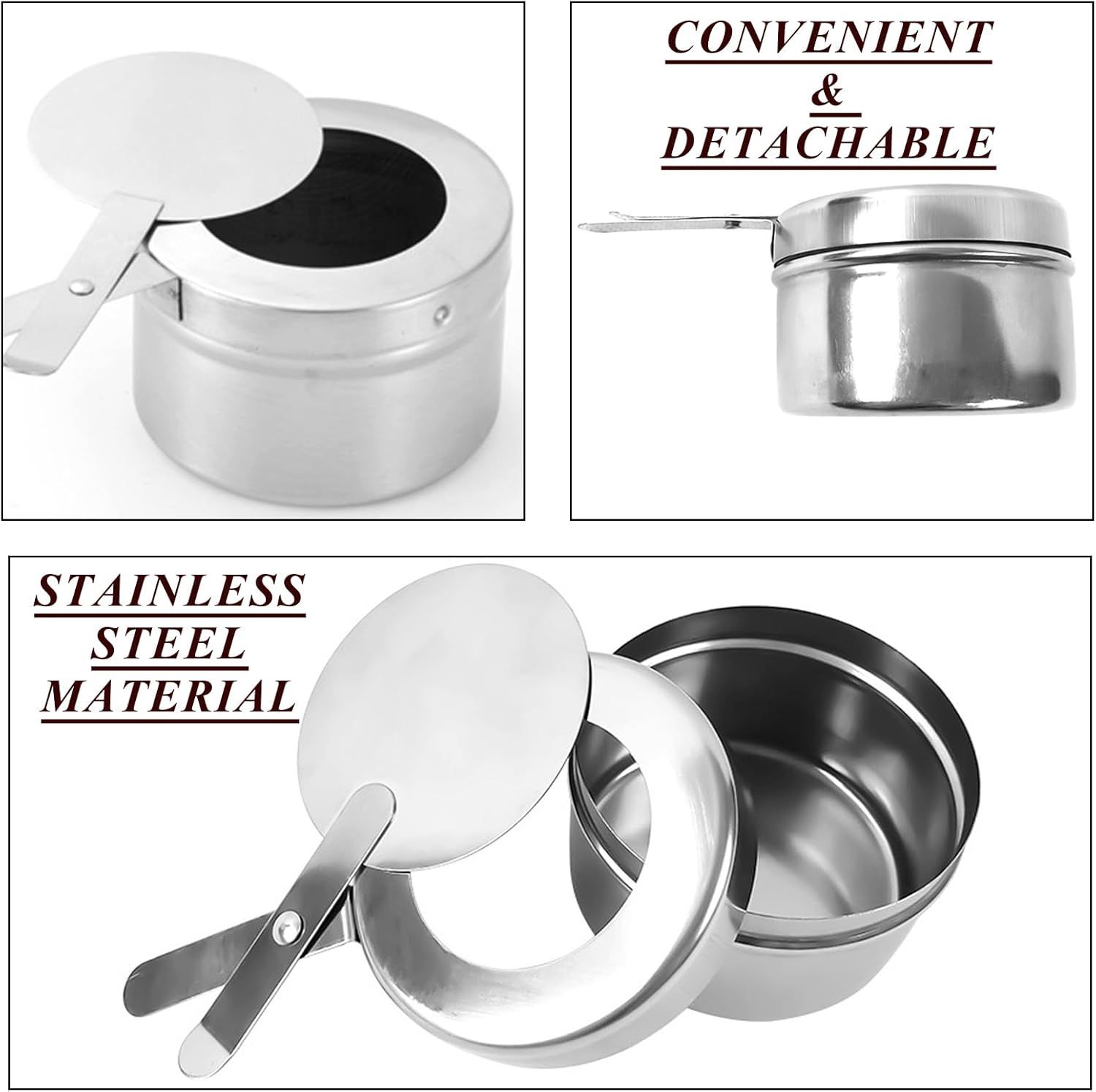 8 Pack Chafing Fuel Holder, Stainless Steel Chafe Wick Fuel Holder with Safety Cover Canned Heat Box Holder for Chafing Dish, Buffet, Barbecue, Parties - Image 4