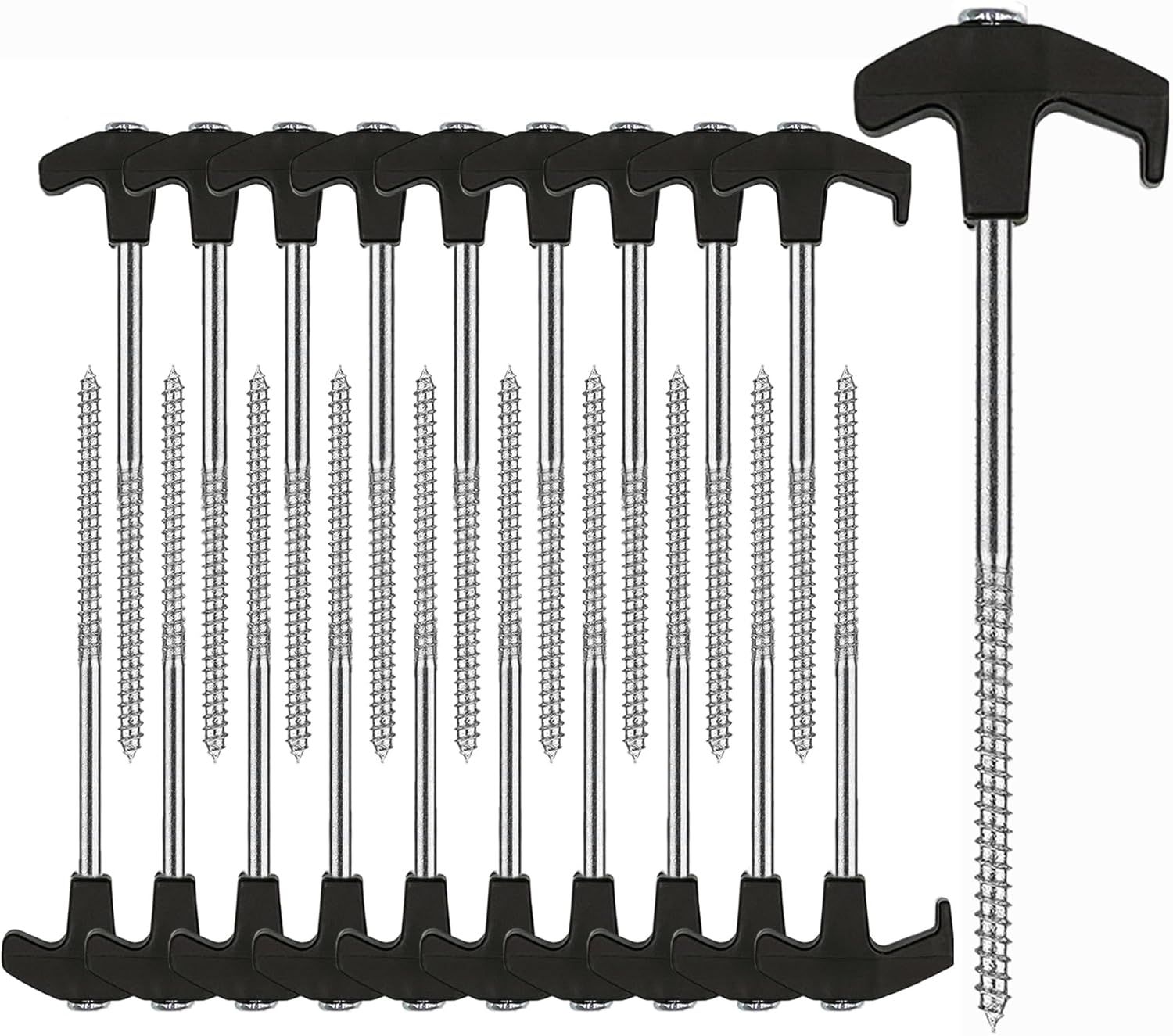 20 Pack Tent Stakes Heavy Duty, 8 Inch Tent Stakes Tent Pegs Camping Non-Rust Ground Stakes for Camping Patio, Garden, Canopies, Grassland, Outdoor (Black) - Image 1