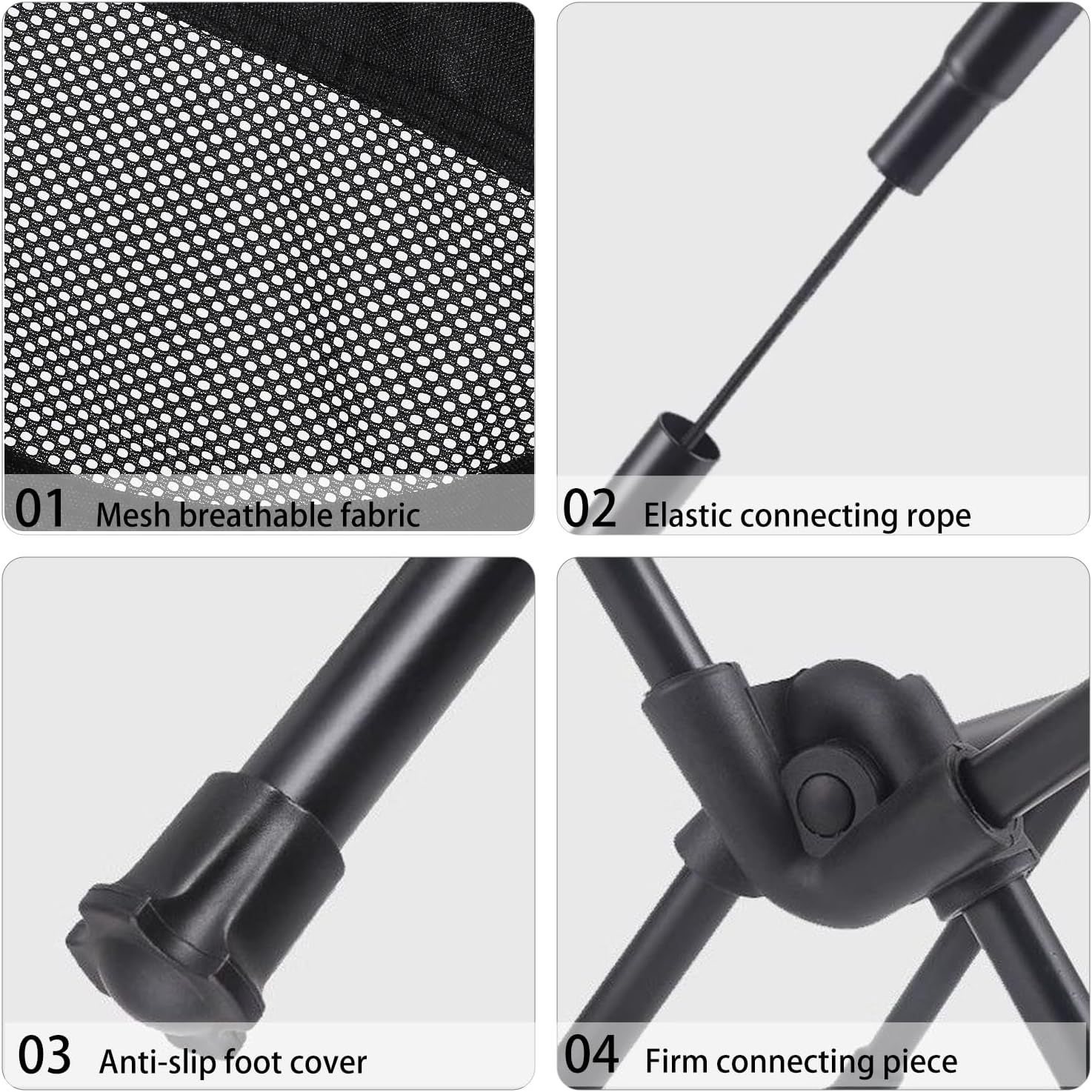 Portable Camping Chair Lightweight Foldable Outdoor Chair for Hiking Camp Backpacking Lawn Beach Fishing Picnic with Carry Bag (Black) - Image 4