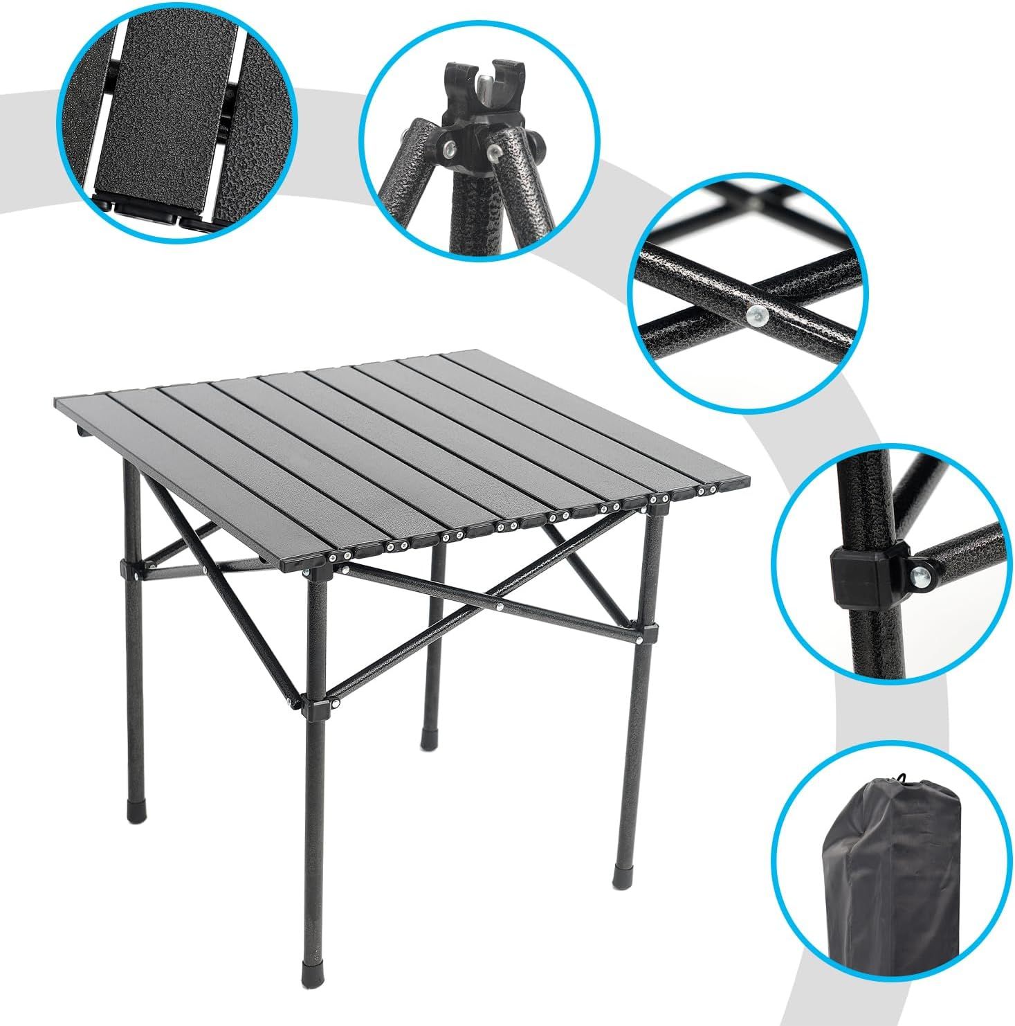 Portable Camping Table Folding Side Table Aluminum Lightweight Table with Carry Bag for Outdoor Cooking Hiking Picnics BBQ Travel (Black) - Image 4
