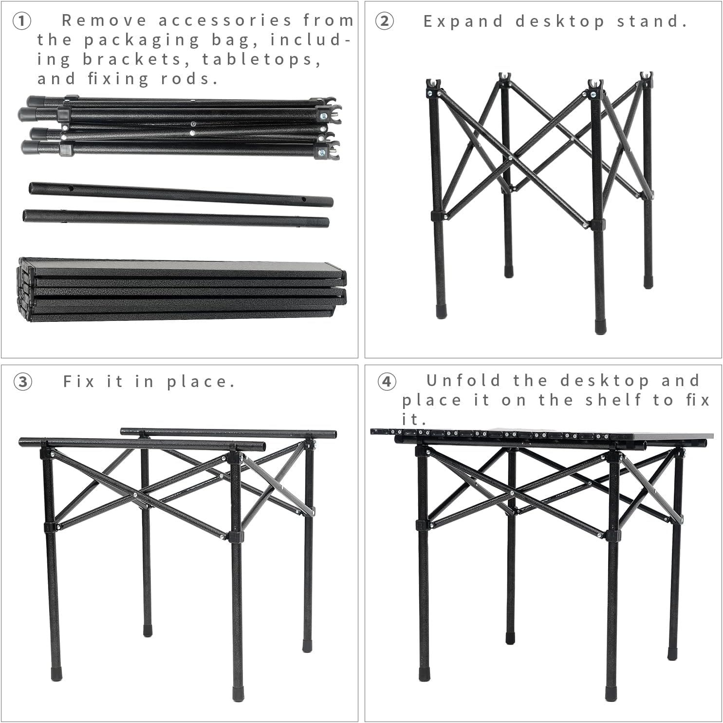 Portable Camping Table Folding Side Table Aluminum Lightweight Table with Carry Bag for Outdoor Cooking Hiking Picnics BBQ Travel (Black) - Image 5