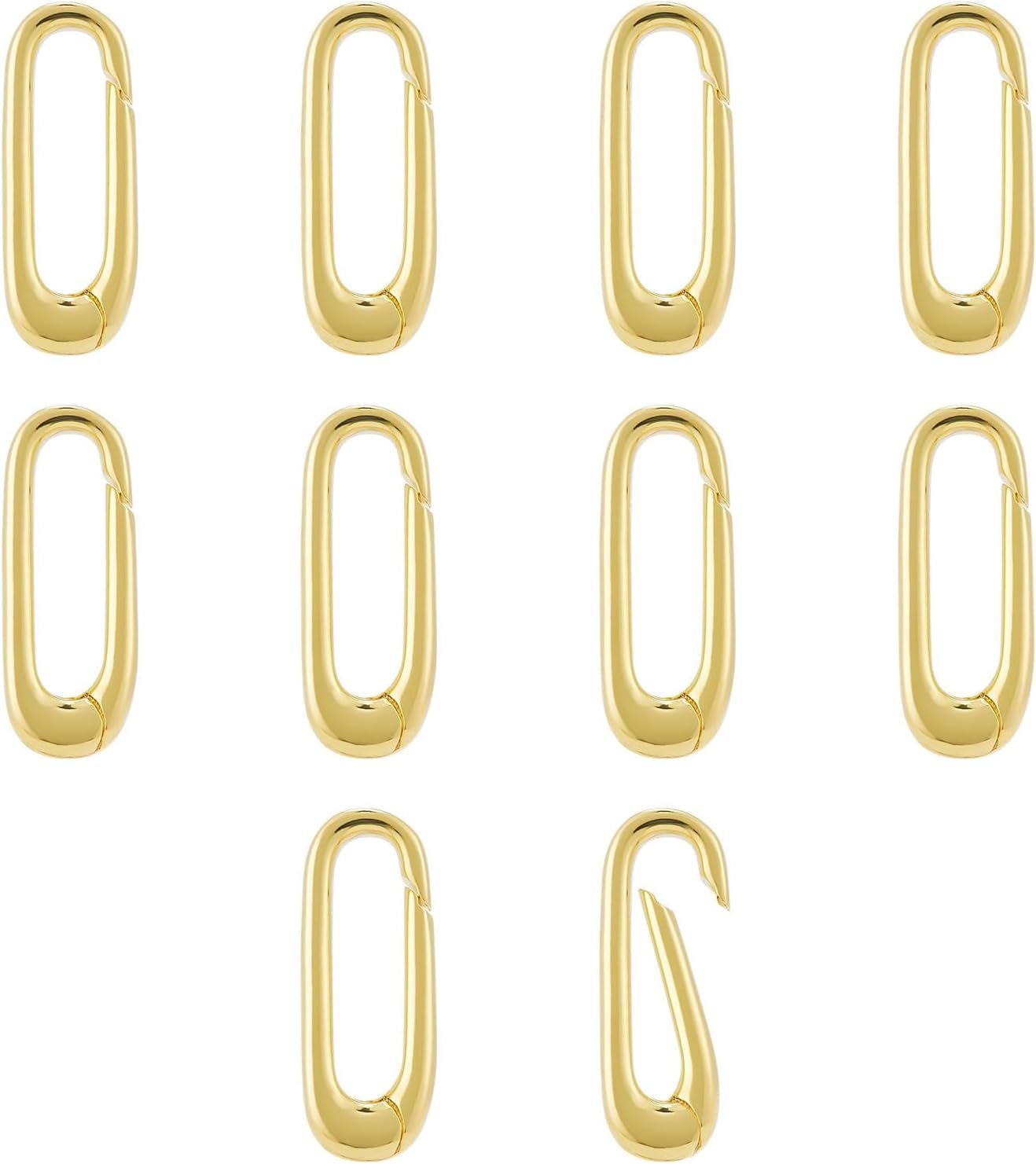 10pcs Oval Clasp Carabiner,Jewelry Necklace Connector for Extend or Repair,Gold-17.9mm - Image 1