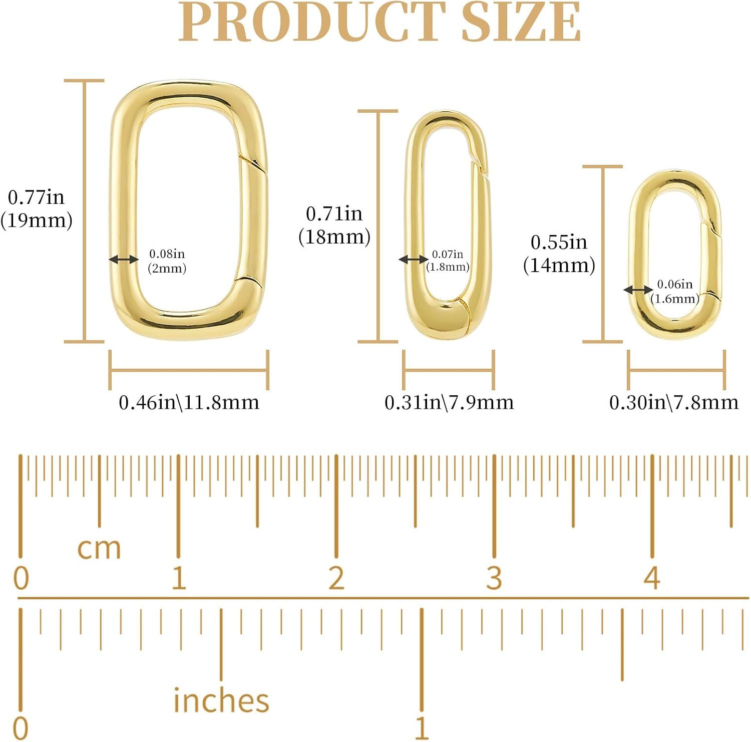 10pcs Oval Clasp Carabiner,Jewelry Necklace Connector for Extend or Repair,Gold-17.9mm - Image 2