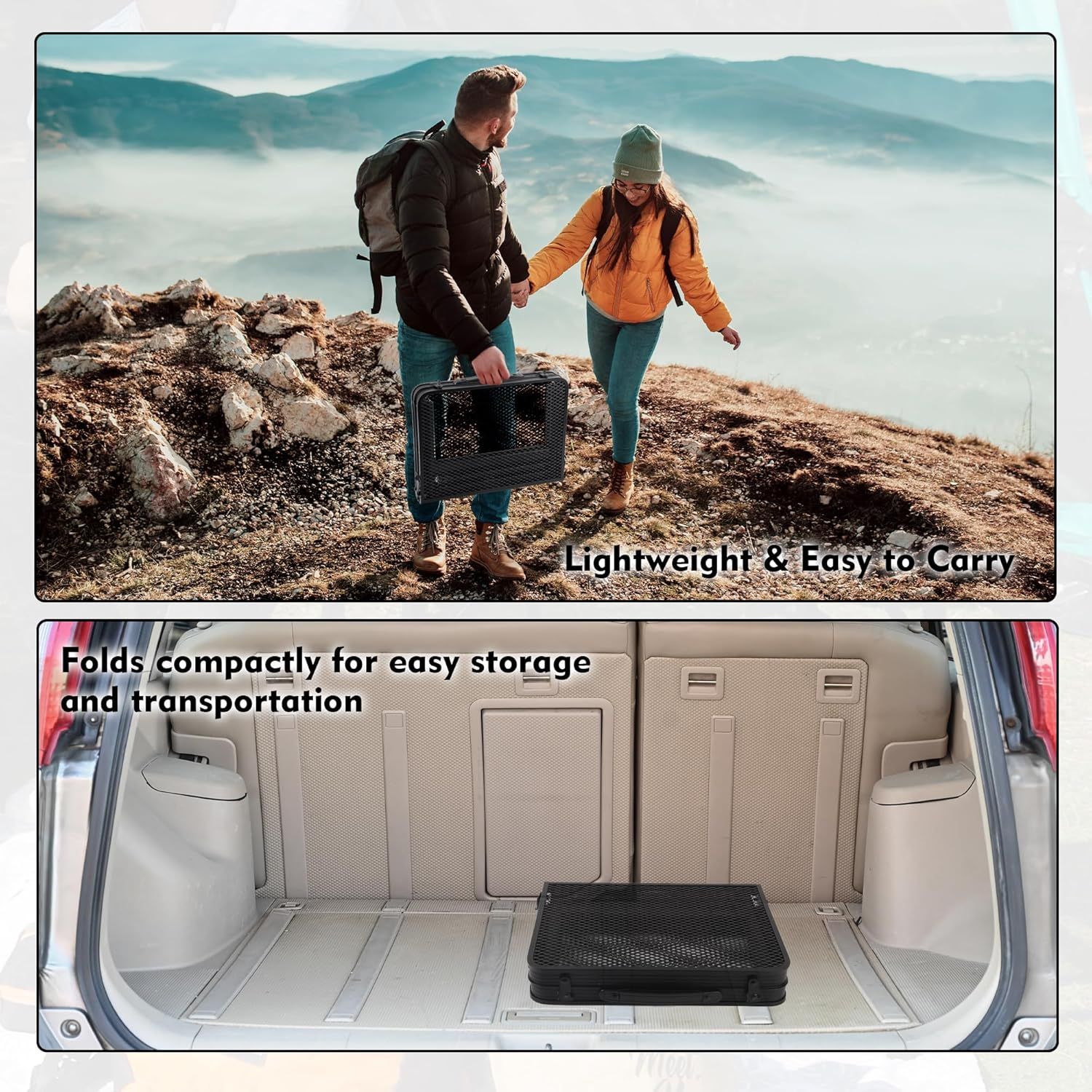 Camping Table with Mesh Desktop, Lightweight & Portable Small Folding Grill Table, Height Adjustable Metal Outdoor Table for Camp, Cooking, BBQ, RV, Picnic-2 FT Black - Image 8