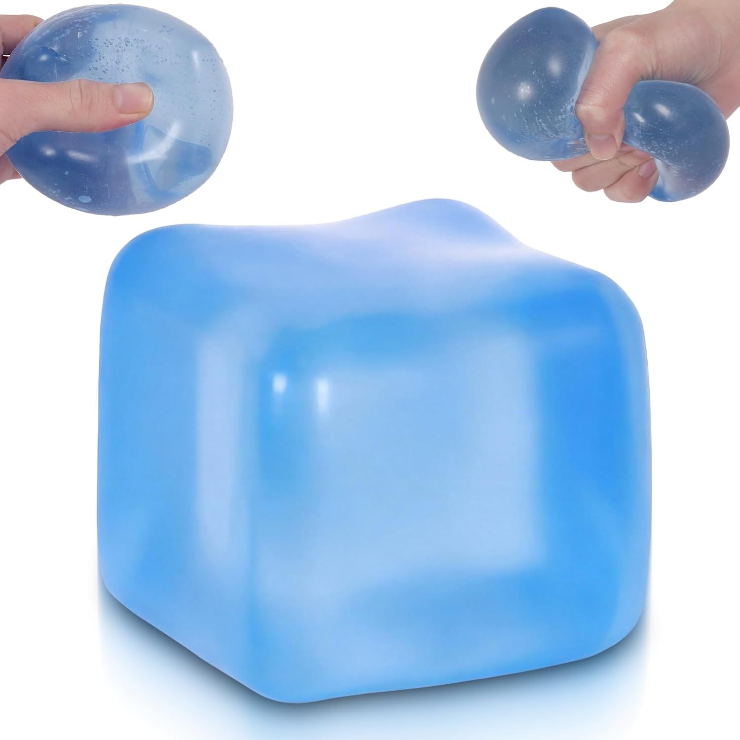 Large Ice Cube Squishy Toy 7cm (2.76Inch),  Big Slow Rising Squishies for Sensory Play, Perfect Stress Relief Fidget Toys for Adults Anxiety, Squishy Cube Sensory Toys (Blue) - Image 1
