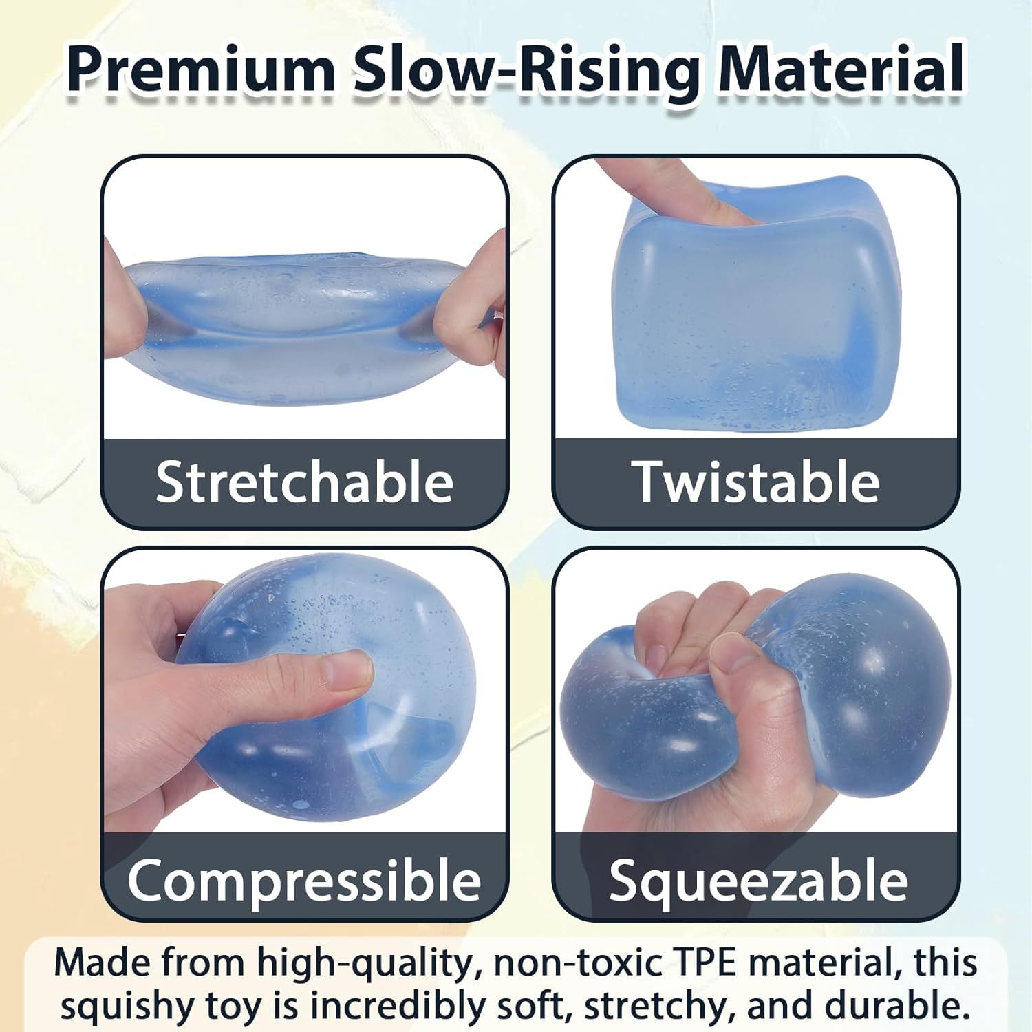Large Ice Cube Squishy Toy 7cm (2.76Inch),  Big Slow Rising Squishies for Sensory Play, Perfect Stress Relief Fidget Toys for Adults Anxiety, Squishy Cube Sensory Toys (Blue) - Image 3
