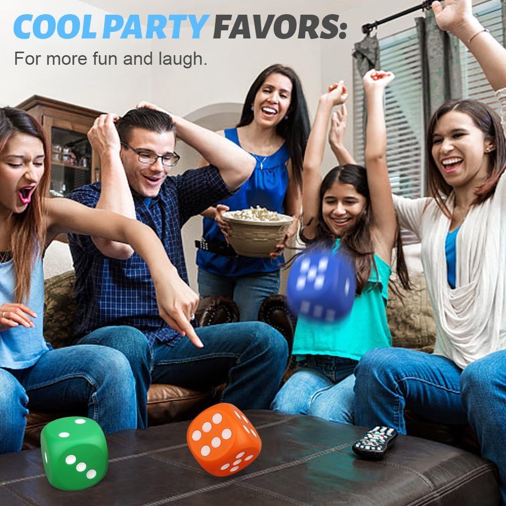 Large 3 Inch Foam Fidget Dice Toys, Jumbo Stress Toy Relief Big Dice, Squeeze Squishy Giant Large Fidgets Cube for Family Board Game Classroom Party Favors Bag Stuffer (3 Pack) - Image 8