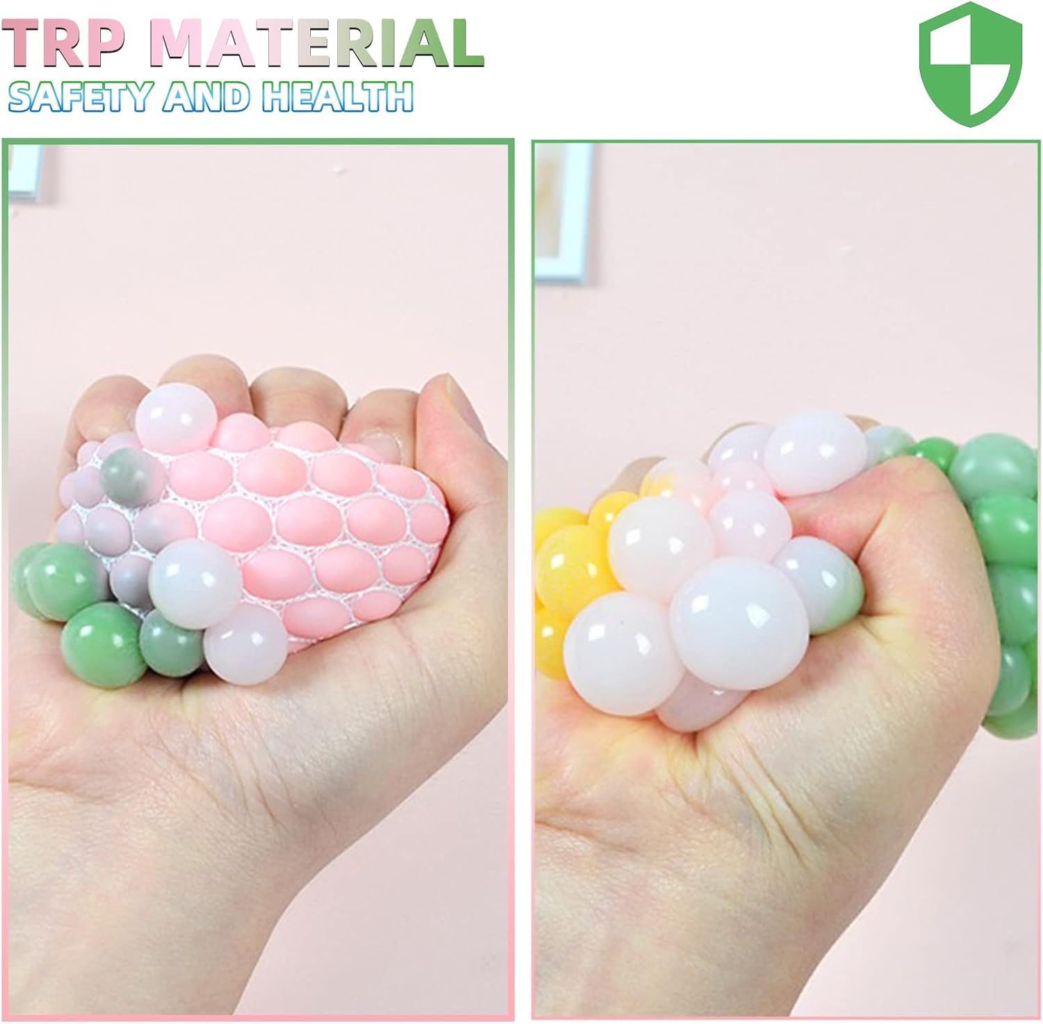 4 PCS Colorful Mesh Grape Stress Balls - Squeeze Color Change Fidget Toys for Stress Relief and Hand Exercise - Image 5