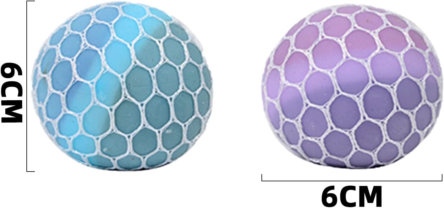 4 PCS Colorful Mesh Grape Stress Balls - Squeeze Color Change Fidget Toys for Stress Relief and Hand Exercise - Image 8