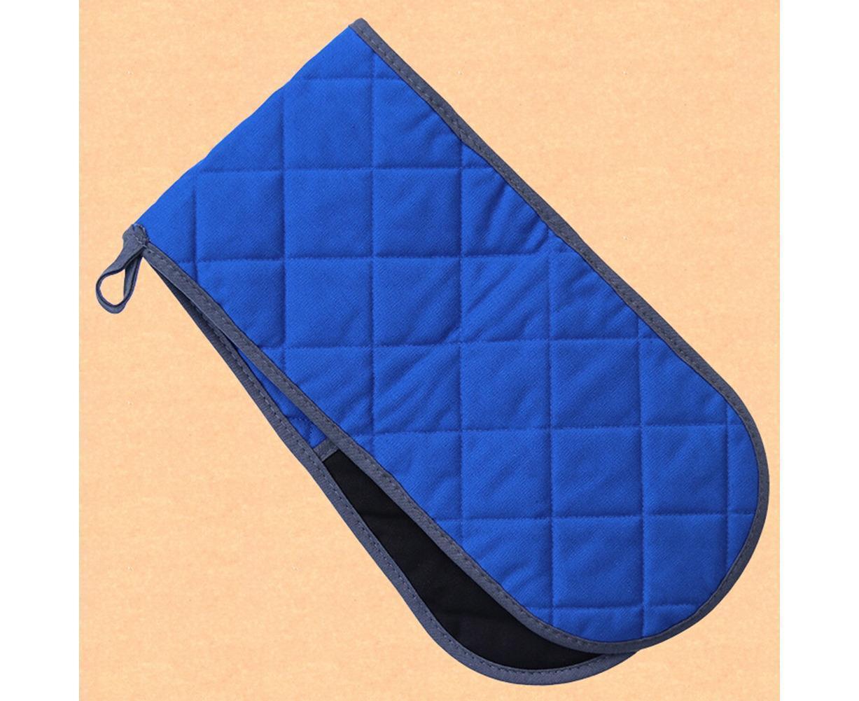 Double-ended Heat Resistant Cotton Mitt Oven Padded Kitchen Baking Glove Tool-Blue - Image 2