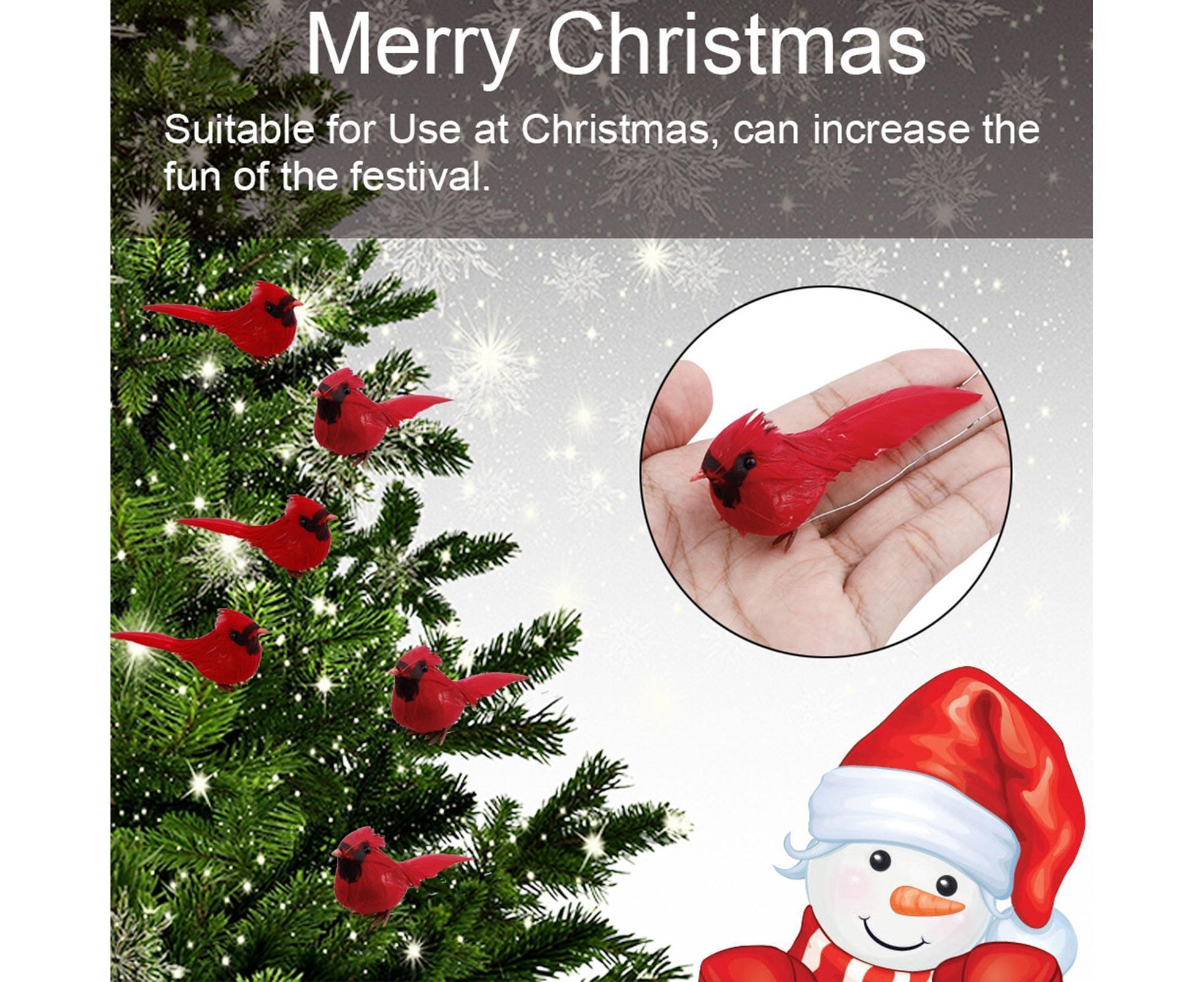 10Pcs Artificial Red Christmas Lucky Birds DIY Xmas Tree Pendant Decoration Gift-B - Image 2