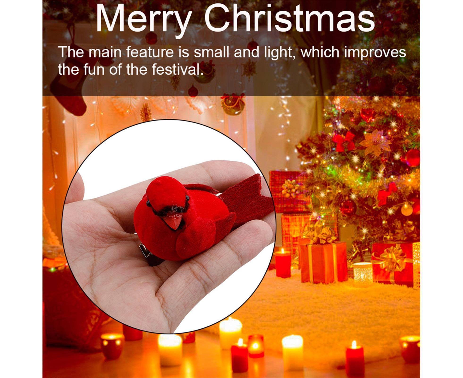 10Pcs Artificial Red Christmas Lucky Birds DIY Xmas Tree Pendant Decoration Gift-B - Image 4