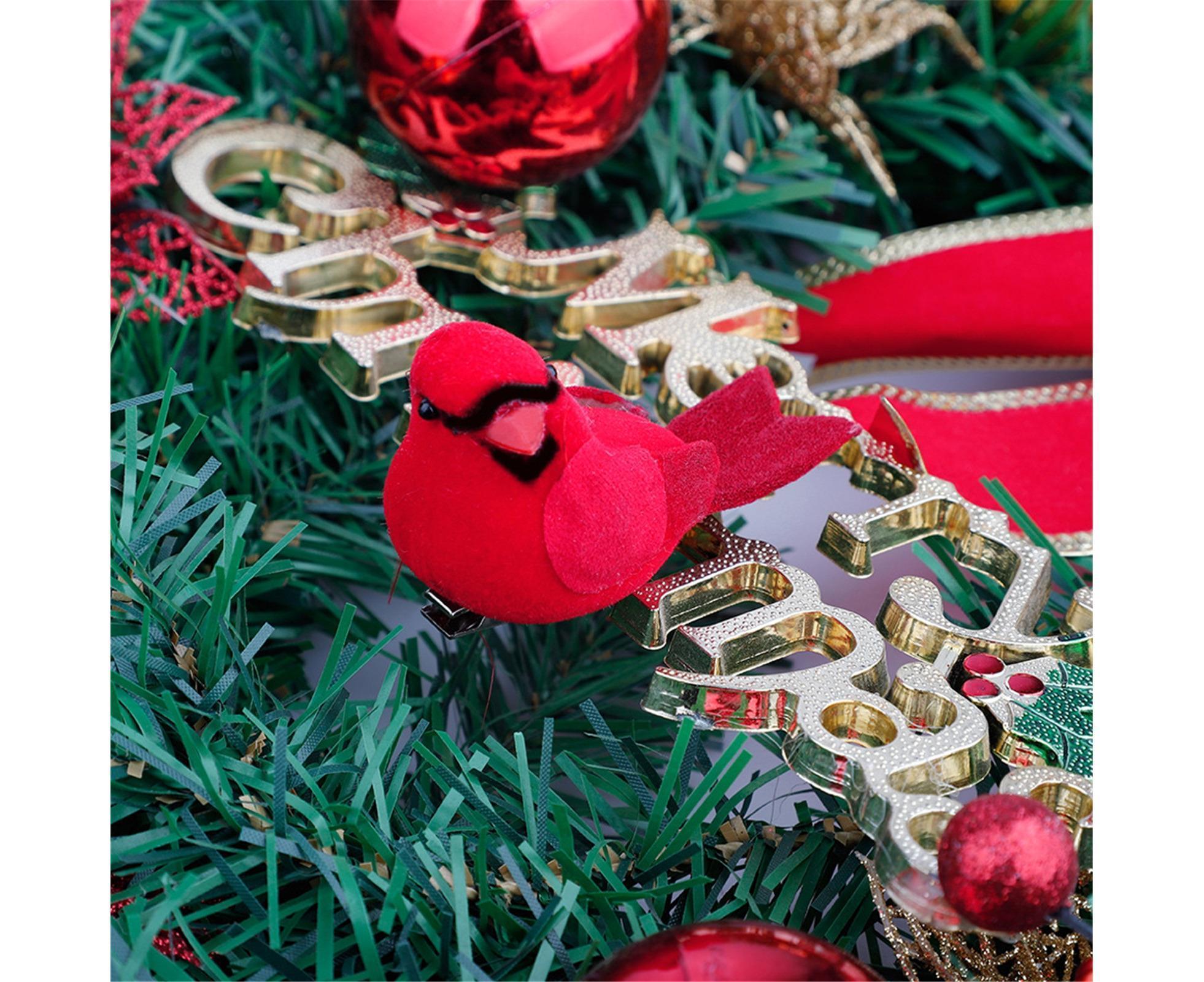 10Pcs Artificial Red Christmas Lucky Birds DIY Xmas Tree Pendant Decoration Gift-B - Image 6