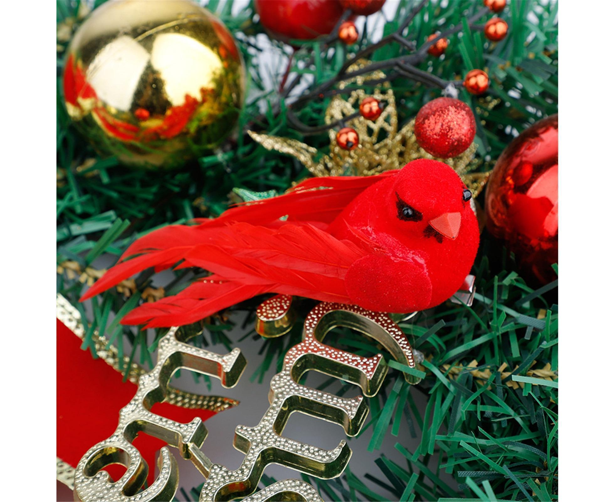 10Pcs Artificial Red Christmas Lucky Birds DIY Xmas Tree Pendant Decoration Gift-B - Image 7